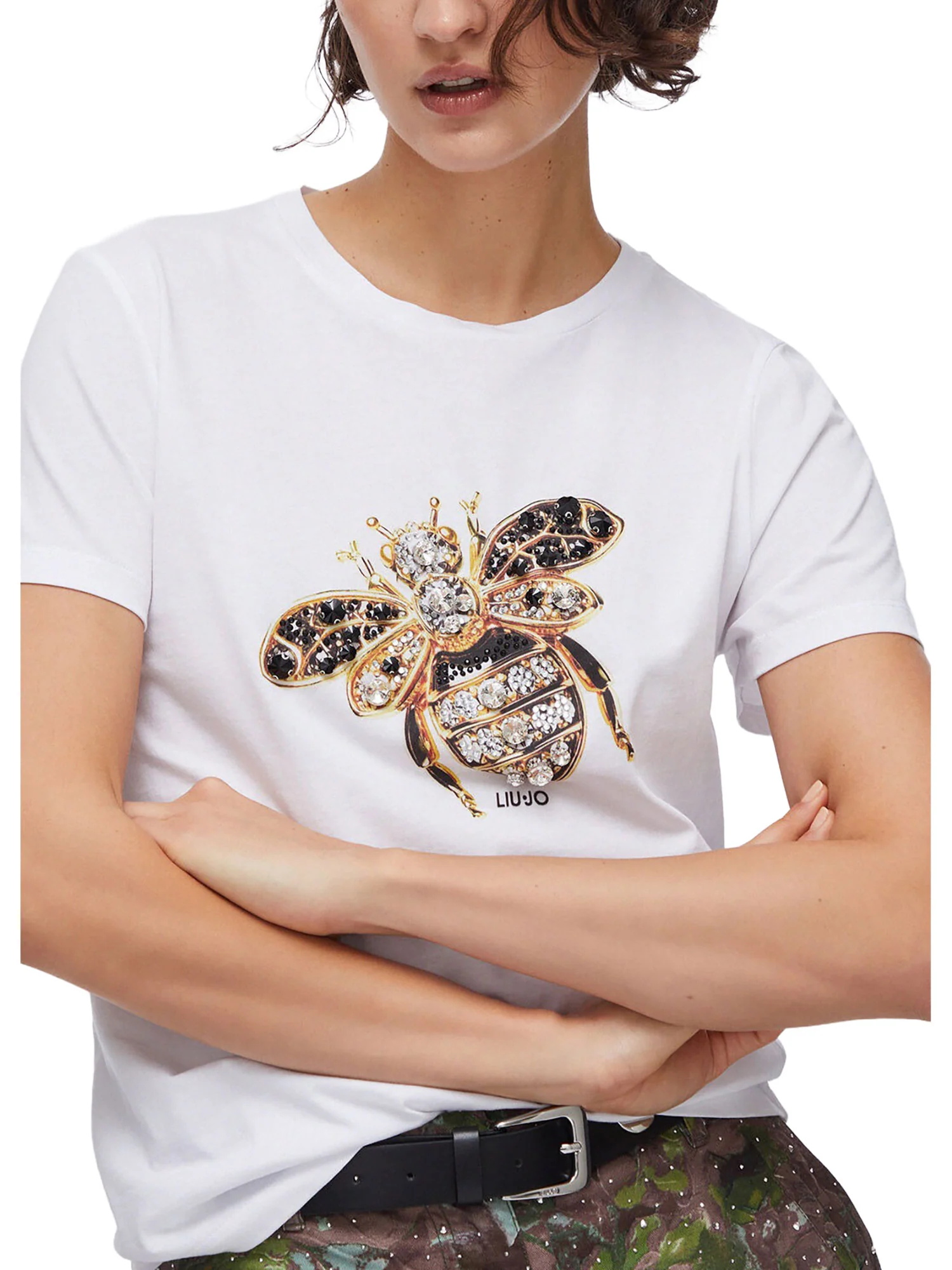 T-shirt Liu Jo donna manica corta modello Bee bianco/oro - Image 3
