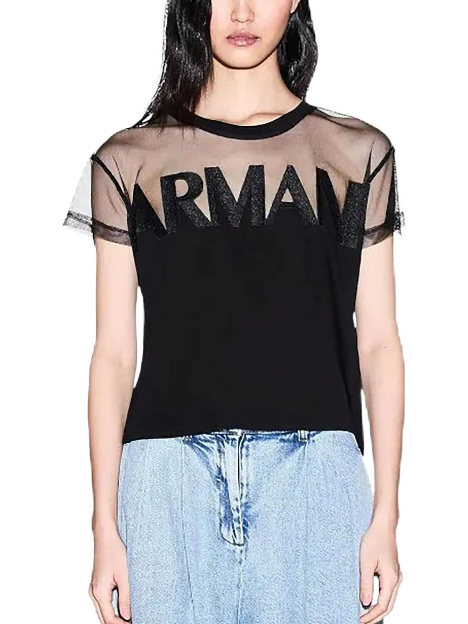 T-shirt Armani Exchange Donna a manica corta bimateric
 Nero