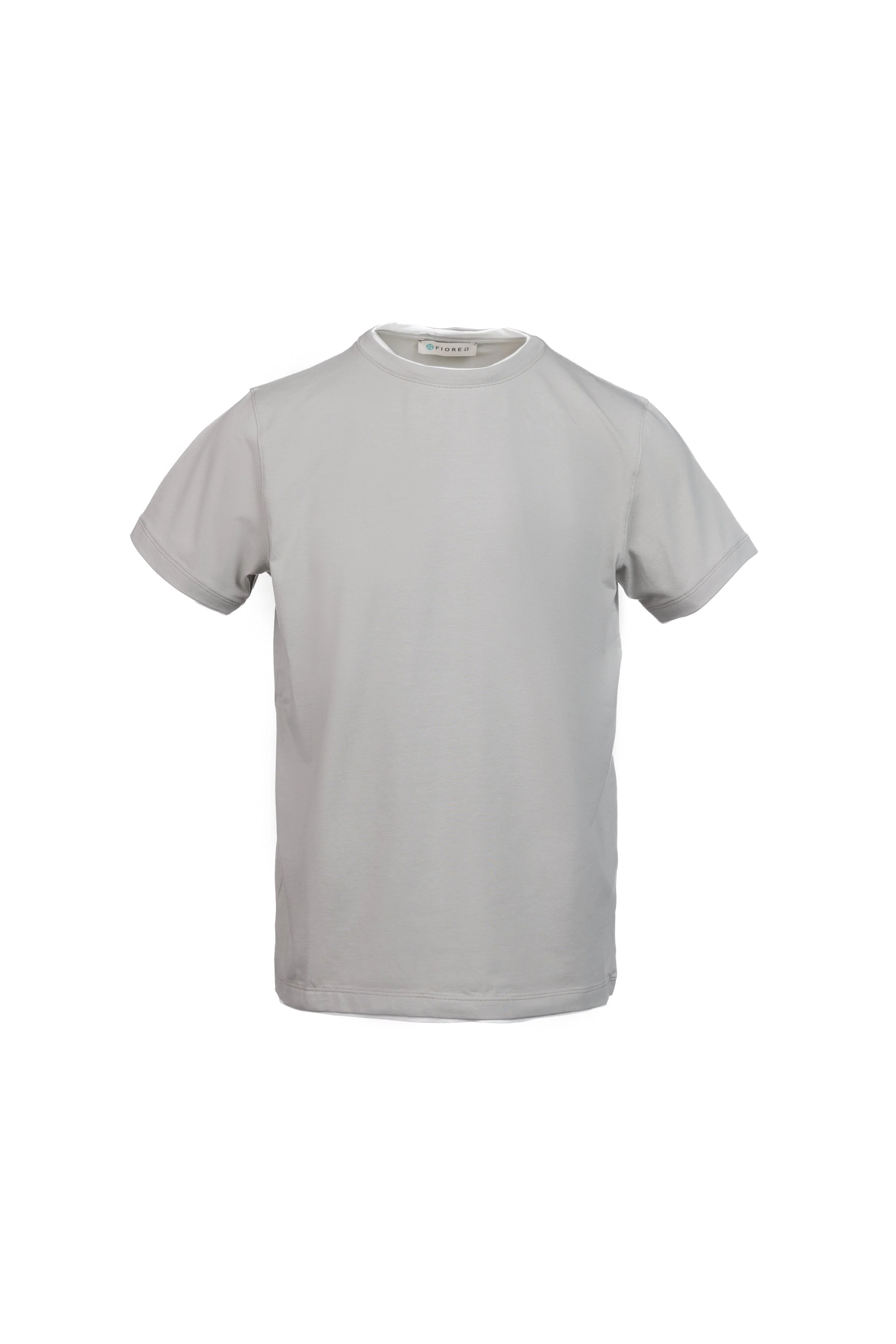 T-shirt in cotone con bordino a contrasto grigio