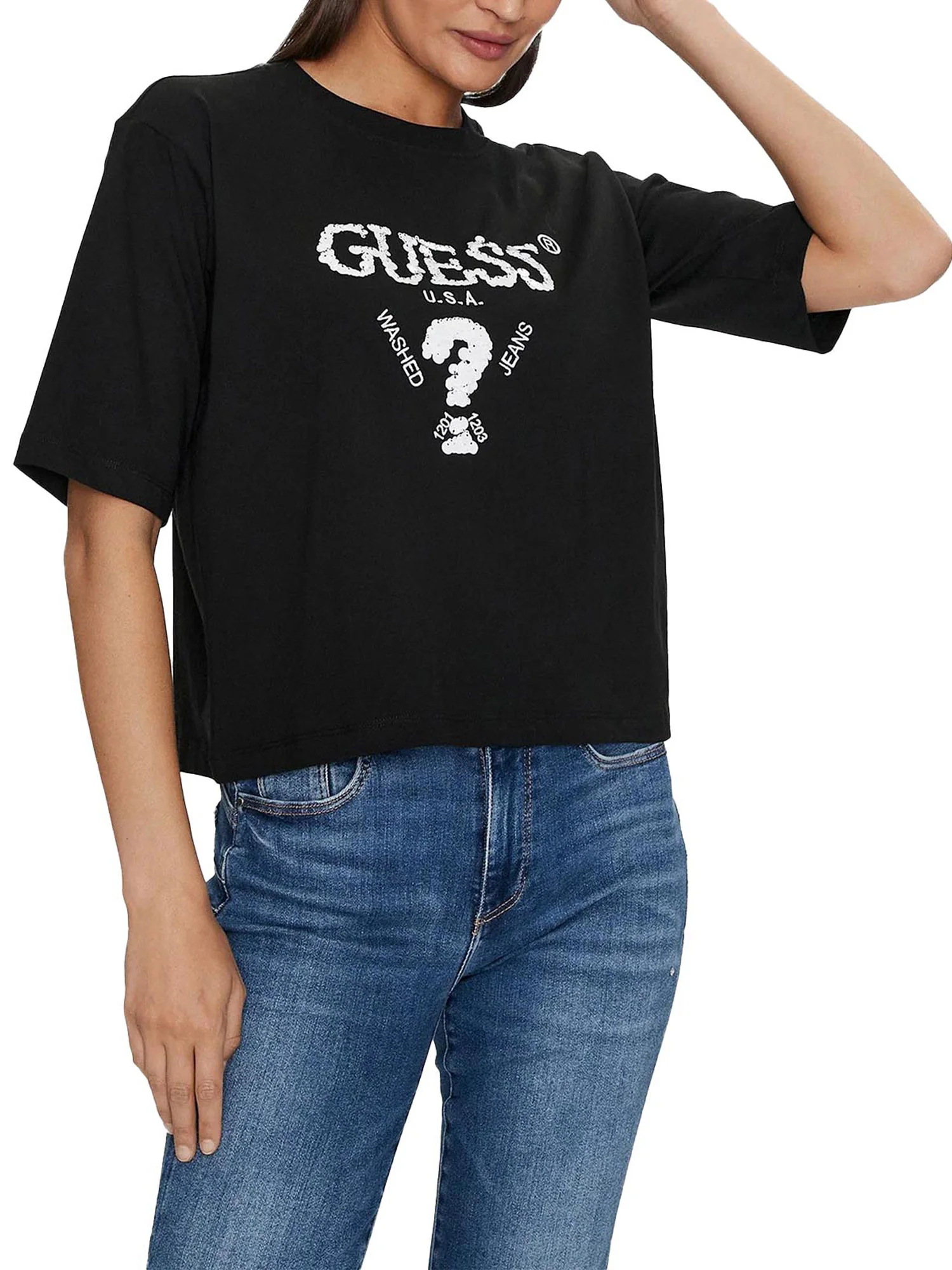 T-shirt Guess Donna boxy aurelie nero