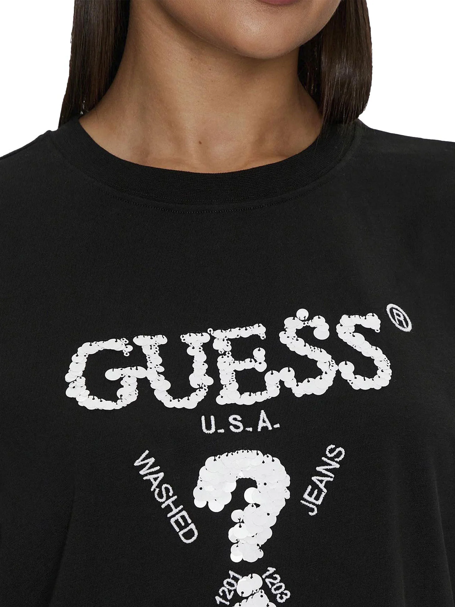 T-shirt Guess Donna boxy aurelie nero - Image 4