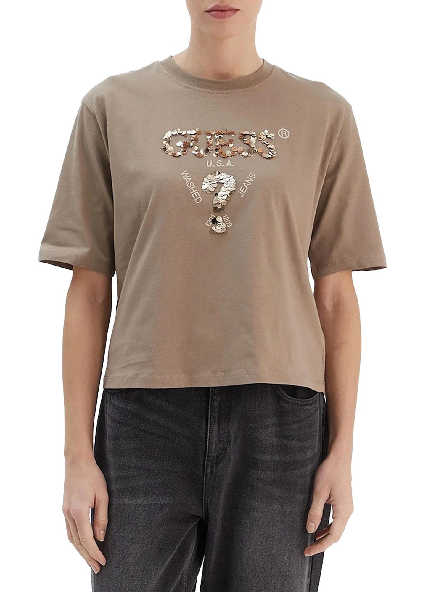 T-shirt Guess Donna boxy aurelie taupe