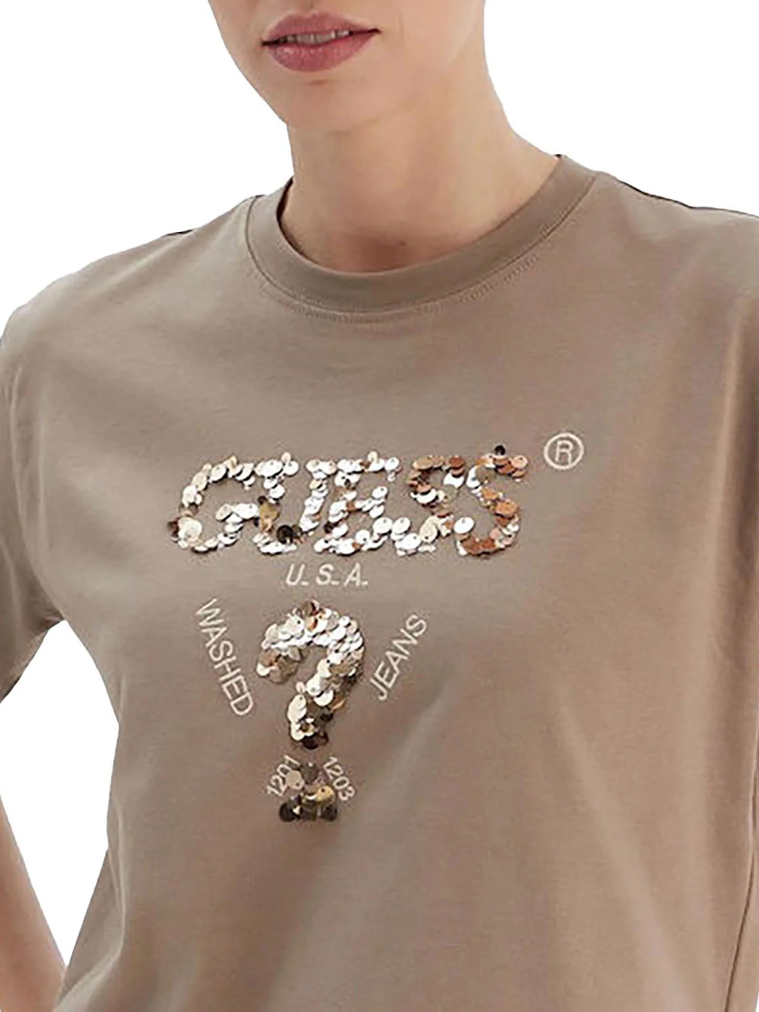 T-shirt Guess Donna boxy aurelie taupe - Image 3