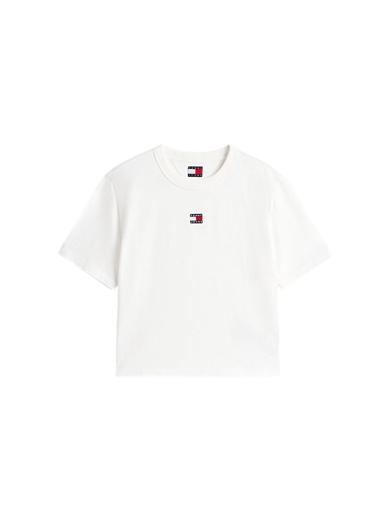 T-shirt con maniche corte modello box badge ecrù - Image 3