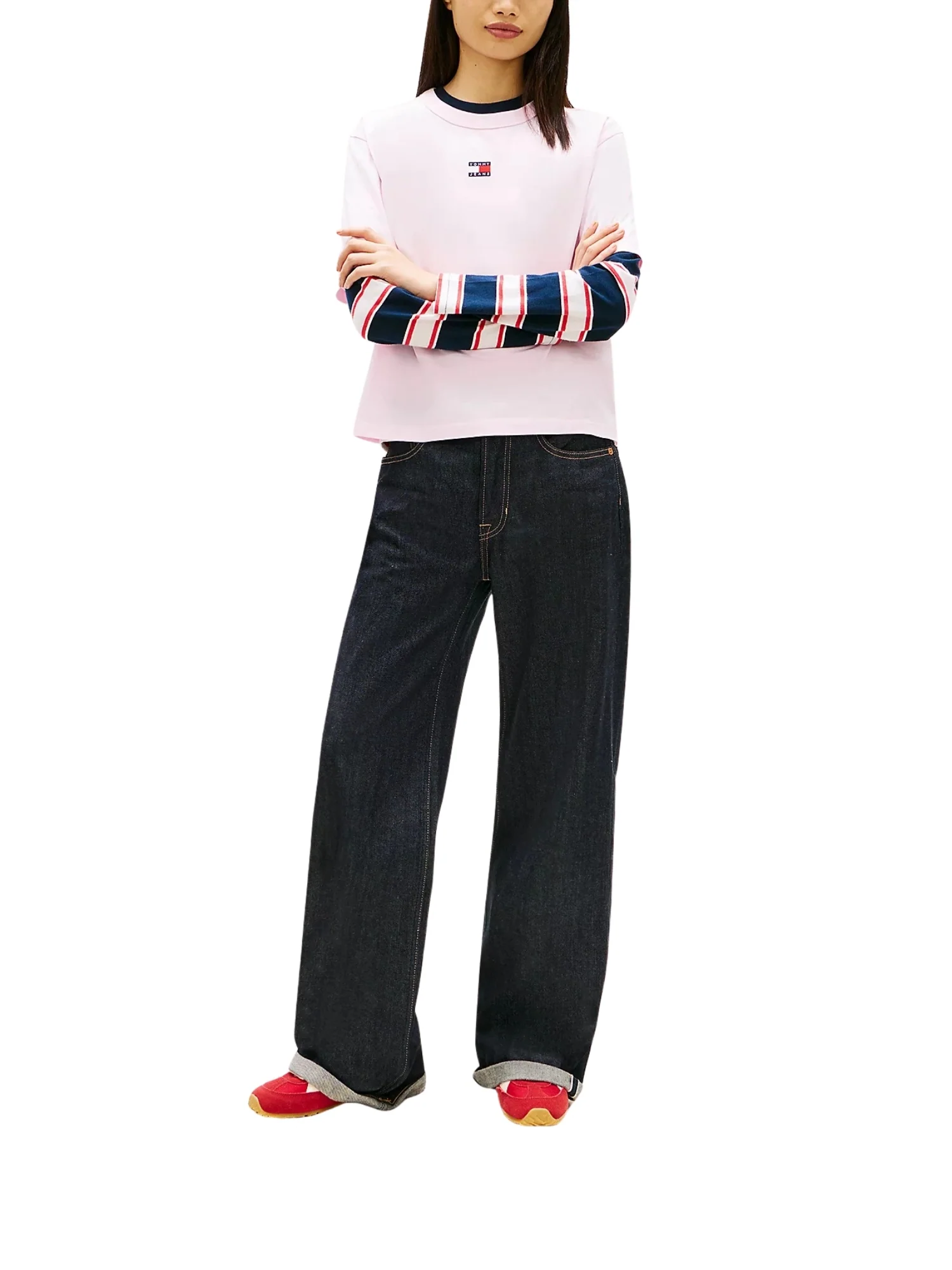 T-shirt con maniche corte modello box badge rosa - Image 4