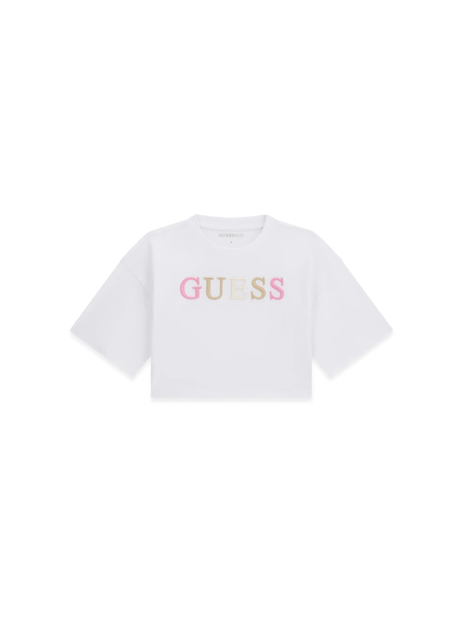 T-shirt Guess Bambina boxy logo bianco