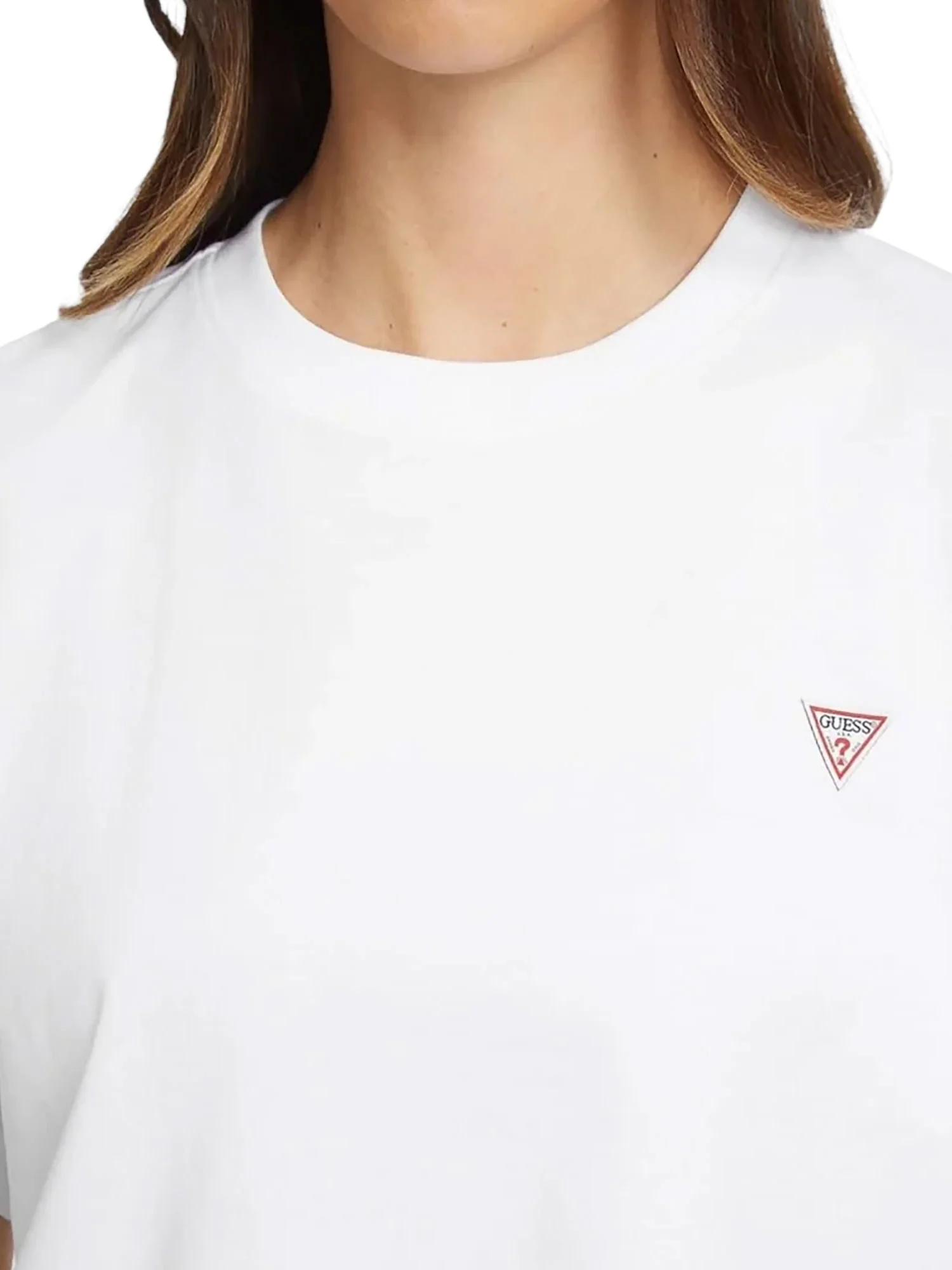 T-shirt Guess donna manica corta Boxy Mini Triangle bianco - Image 3