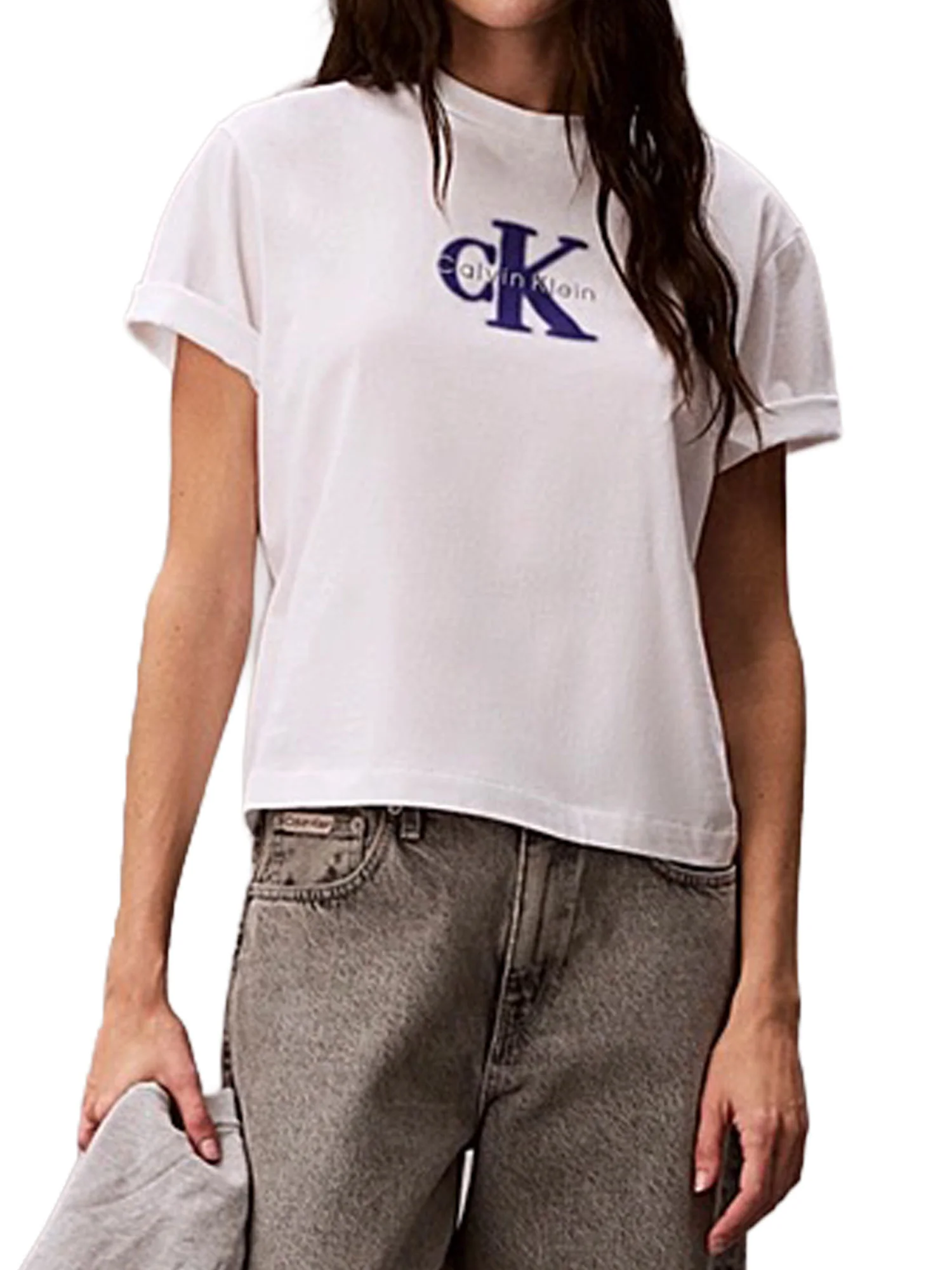 T-shirt Calvin Klein Donna con Logo Bianco