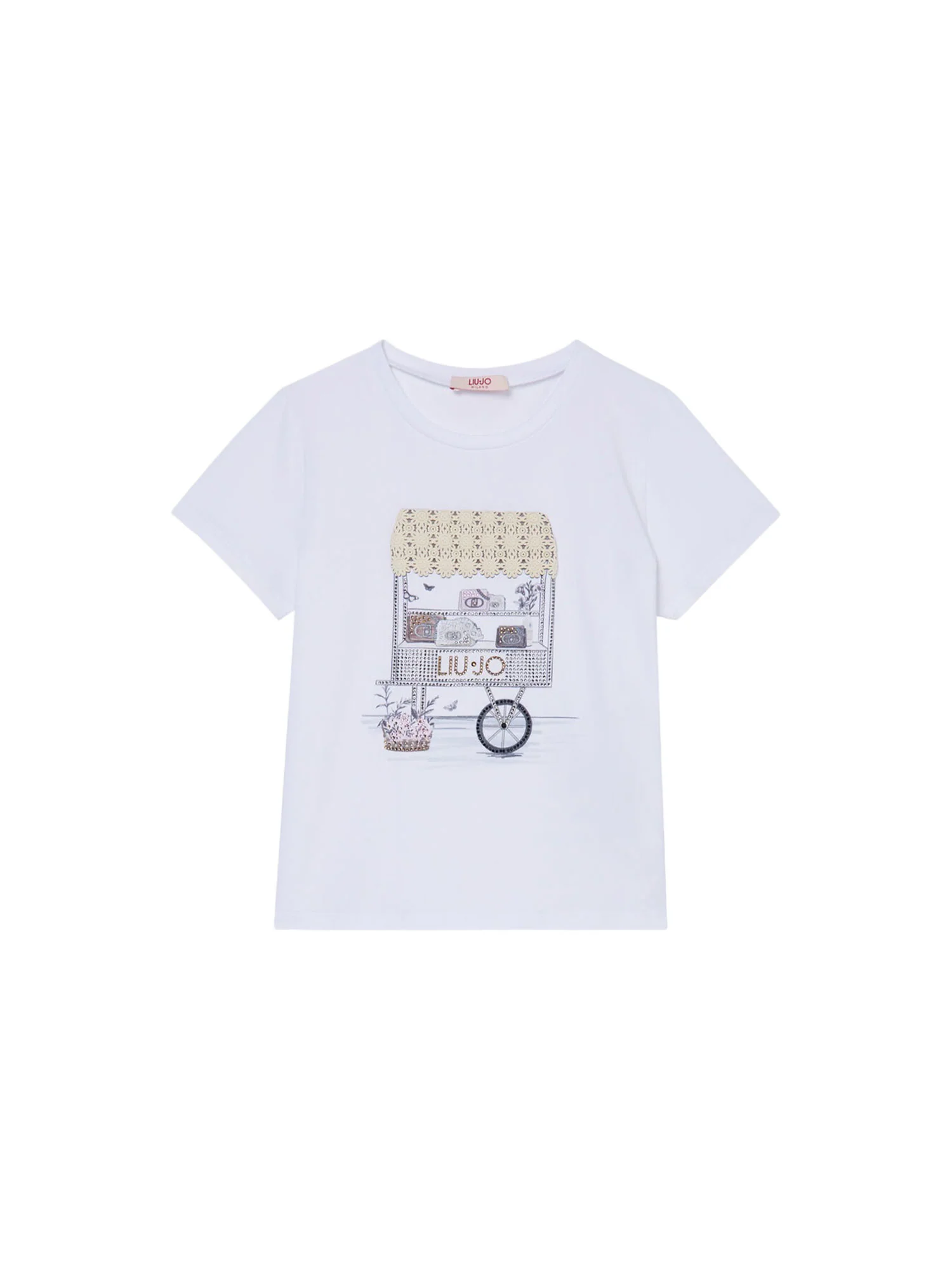 T-shirt Liu Jo Ragazza manica corta cart
 Bianco multi