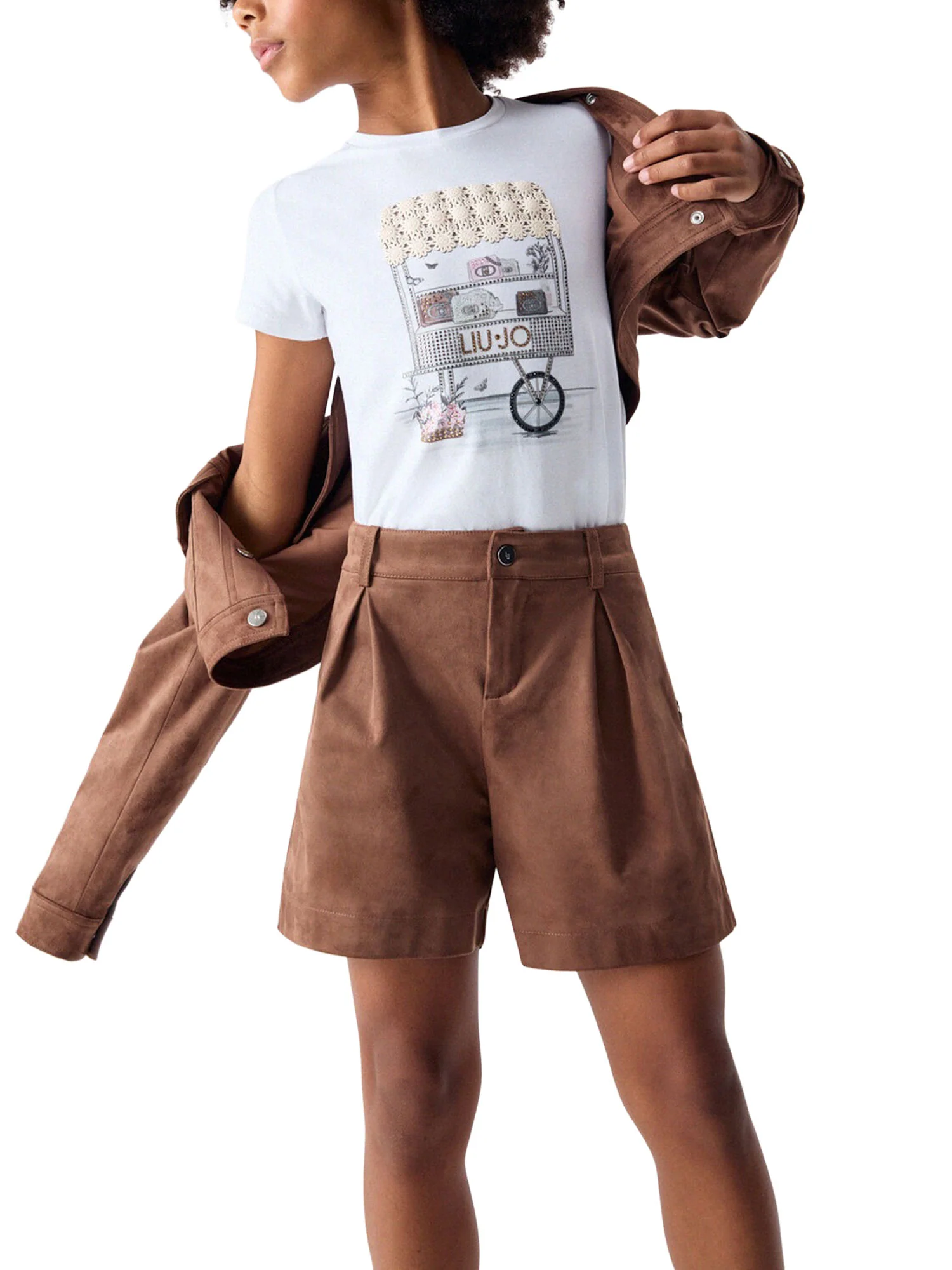 T-shirt Liu Jo Ragazza manica corta cart
 Bianco multi - Image 3