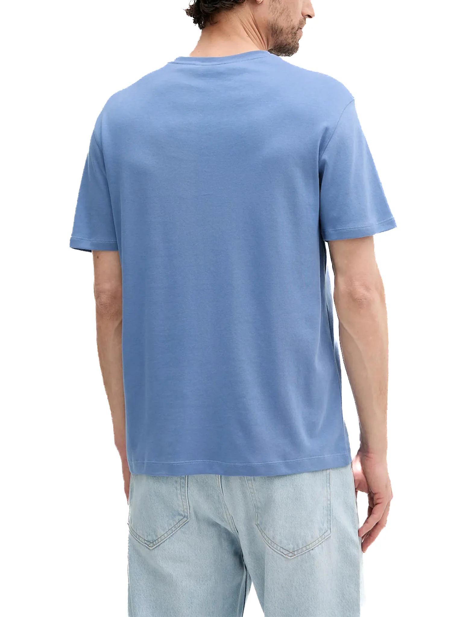 T-shirt Calvin Klein logo chest embro in cotone azzurro - Image 2