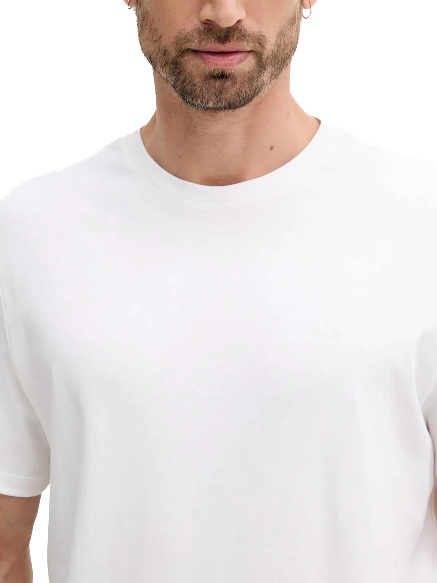 T-shirt Calvin Klein logo chest embro in cotone bianco - Image 3