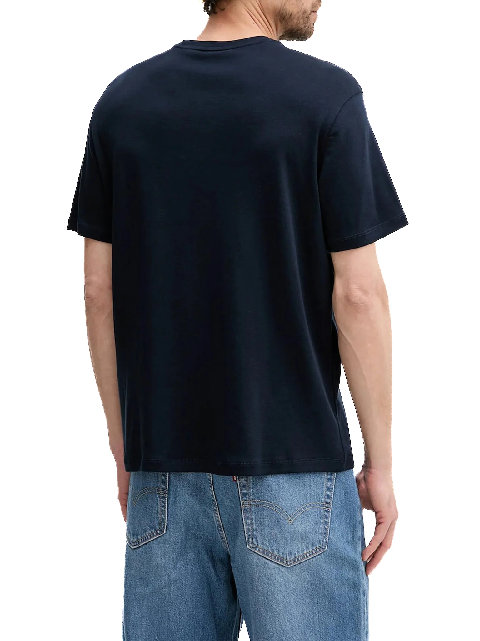 T-shirt Calvin Klein logo chest embro in cotone blu - Image 2