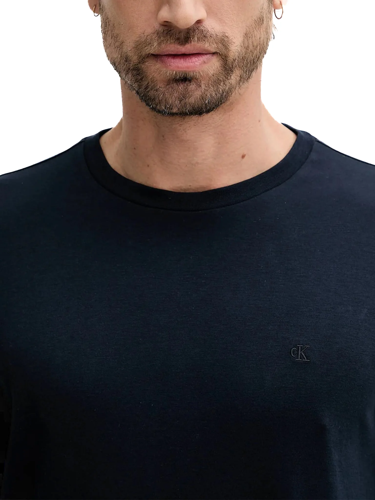 T-shirt Calvin Klein logo chest embro in cotone blu - Image 3