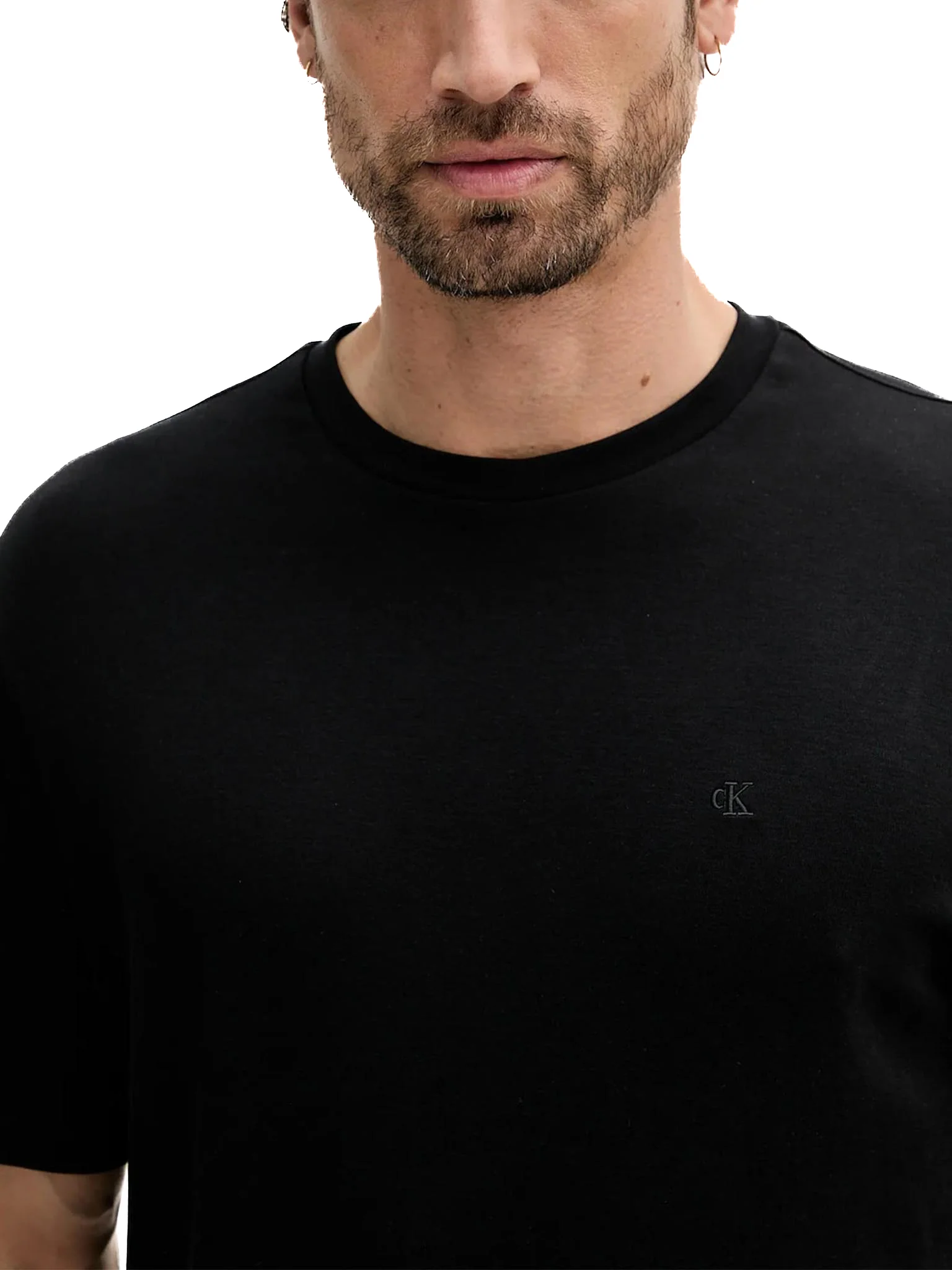 T-shirt Calvin Klein logo chest embro in cotone nero - Image 3