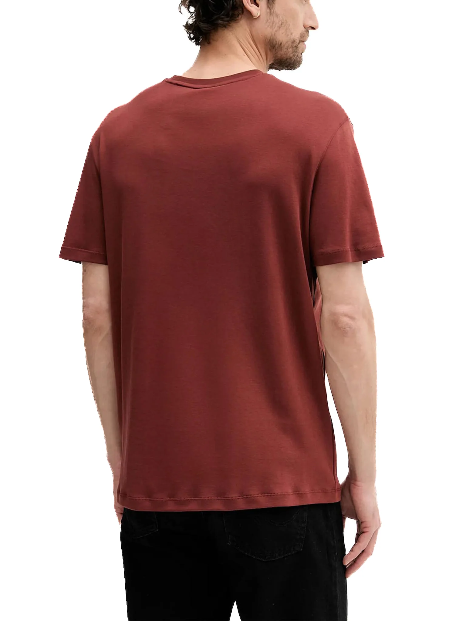 T-shirt Calvin Klein logo chest embro in cotone rosso - Image 2