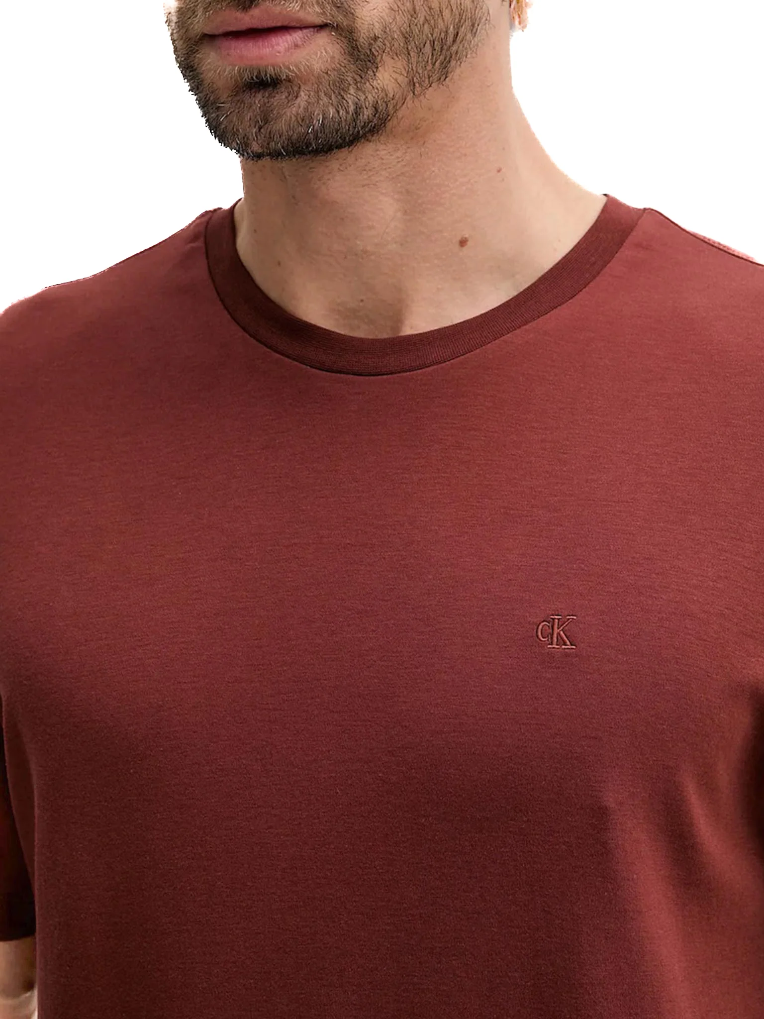 T-shirt Calvin Klein logo chest embro in cotone rosso - Image 3