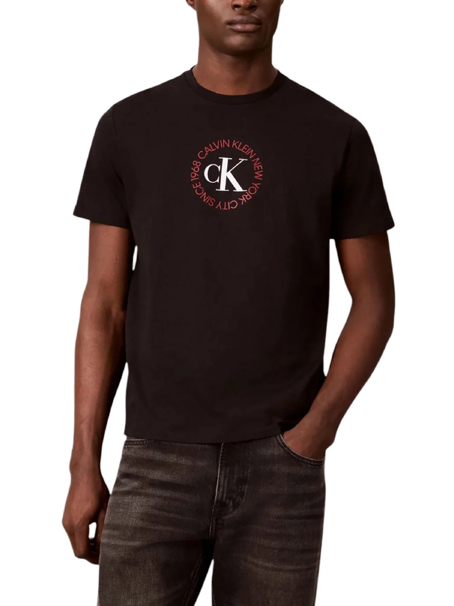 T-shirt Calvin Klein Jeans Uomo manica corta word circle graphic Nero