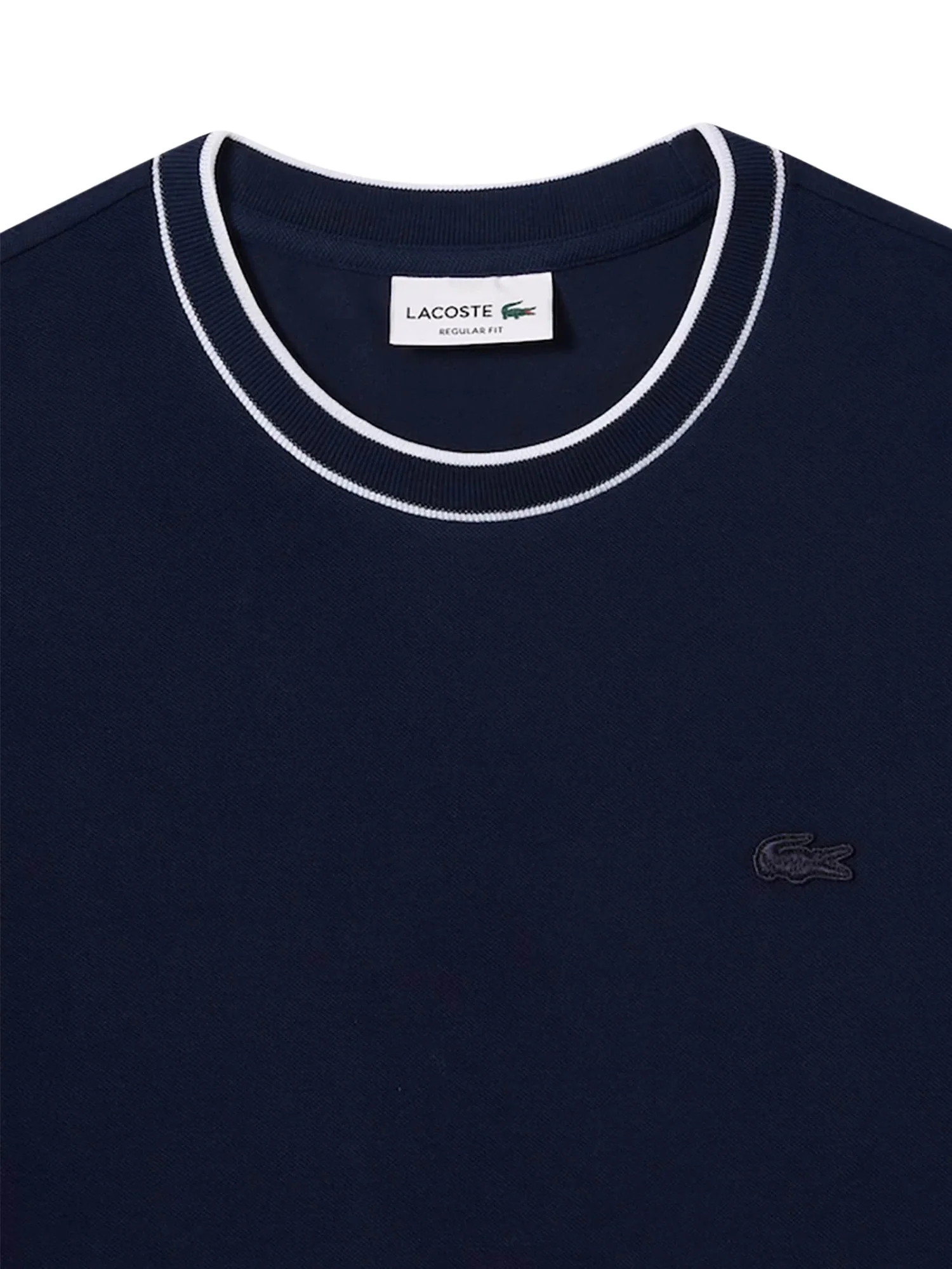 T-shirt Lacoste uomo con maniche corte e collo a righe modello piquet blu - Image 4