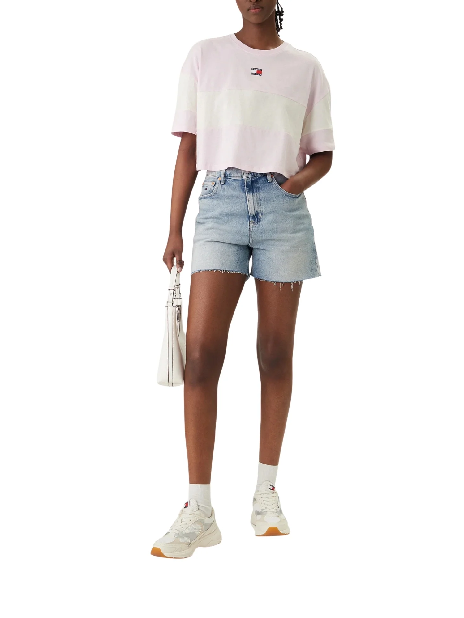 T-shirt con maniche corte modello mc colorblock badge rosa - Image 4