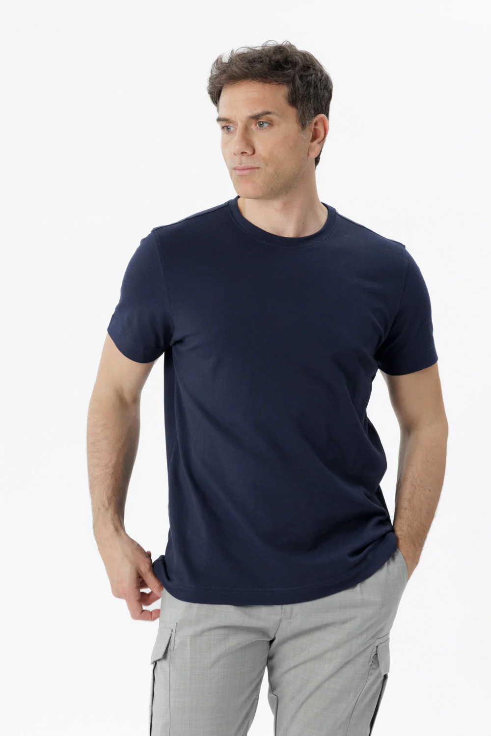 T-shirt in cotone elasticizzato blu
