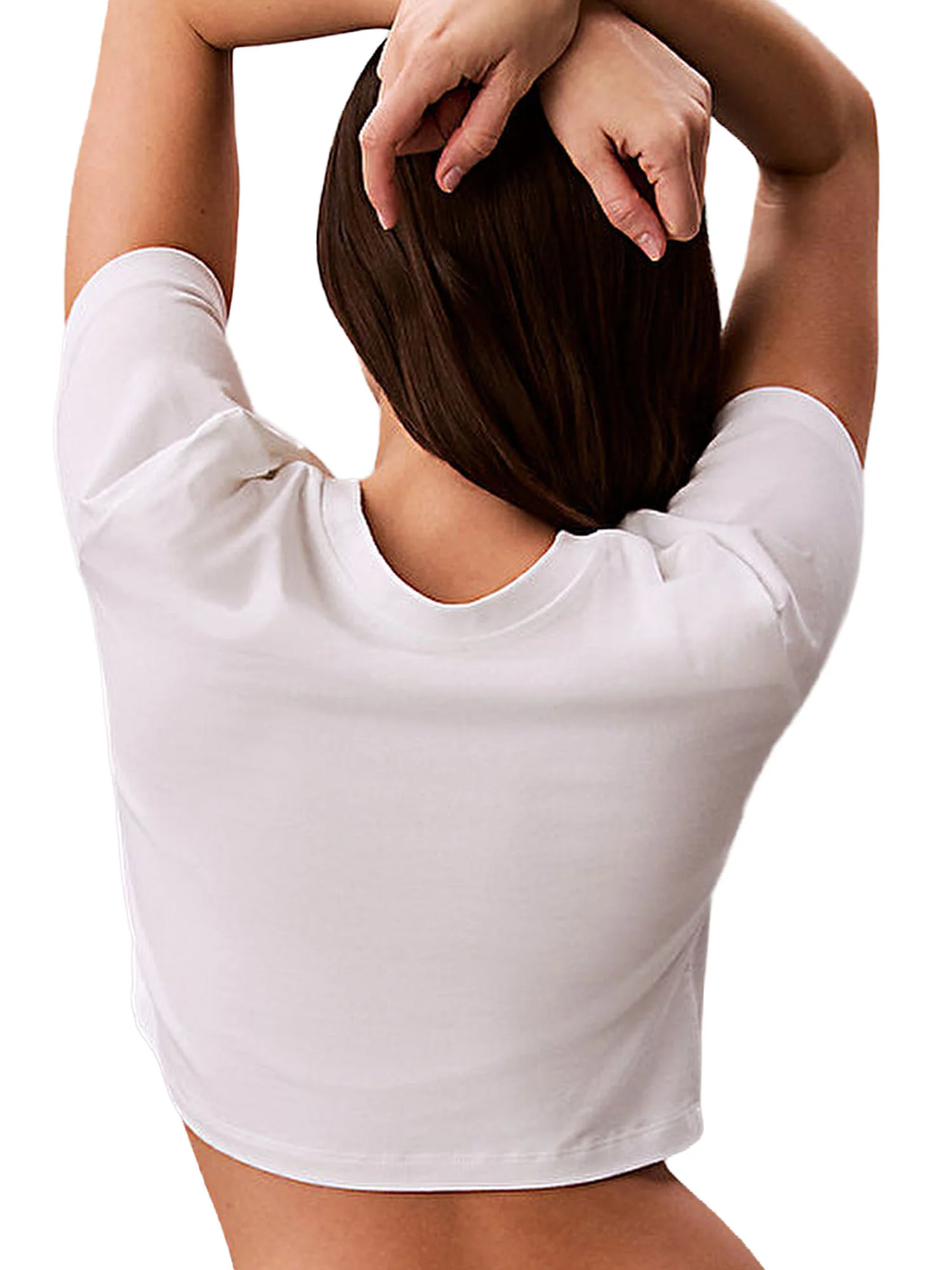 T-shirt crop Calvin Klein Donna con Logo Bianco - Image 2