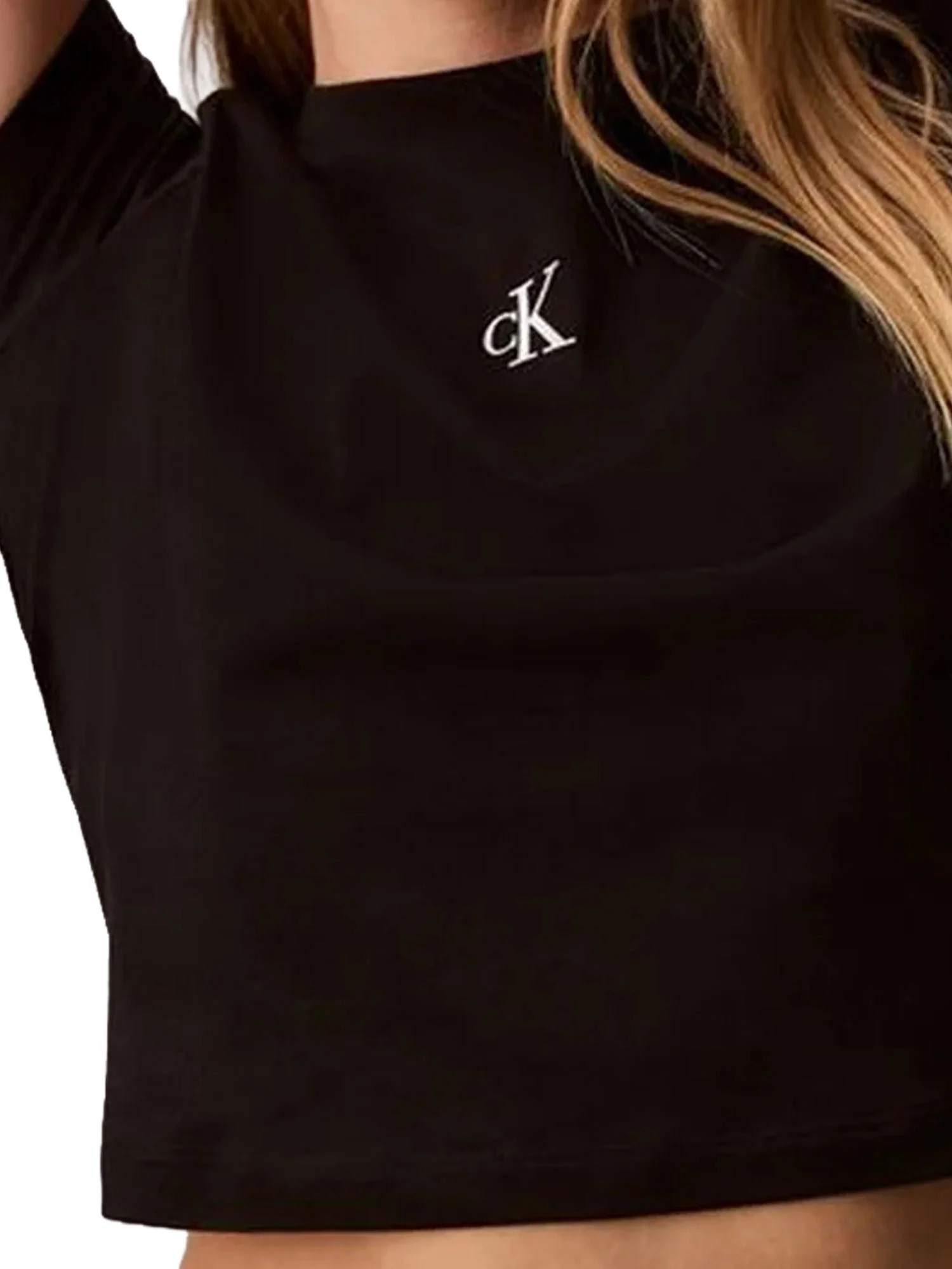 T-shirt crop Calvin Klein Donna con Logo Nero - Image 3