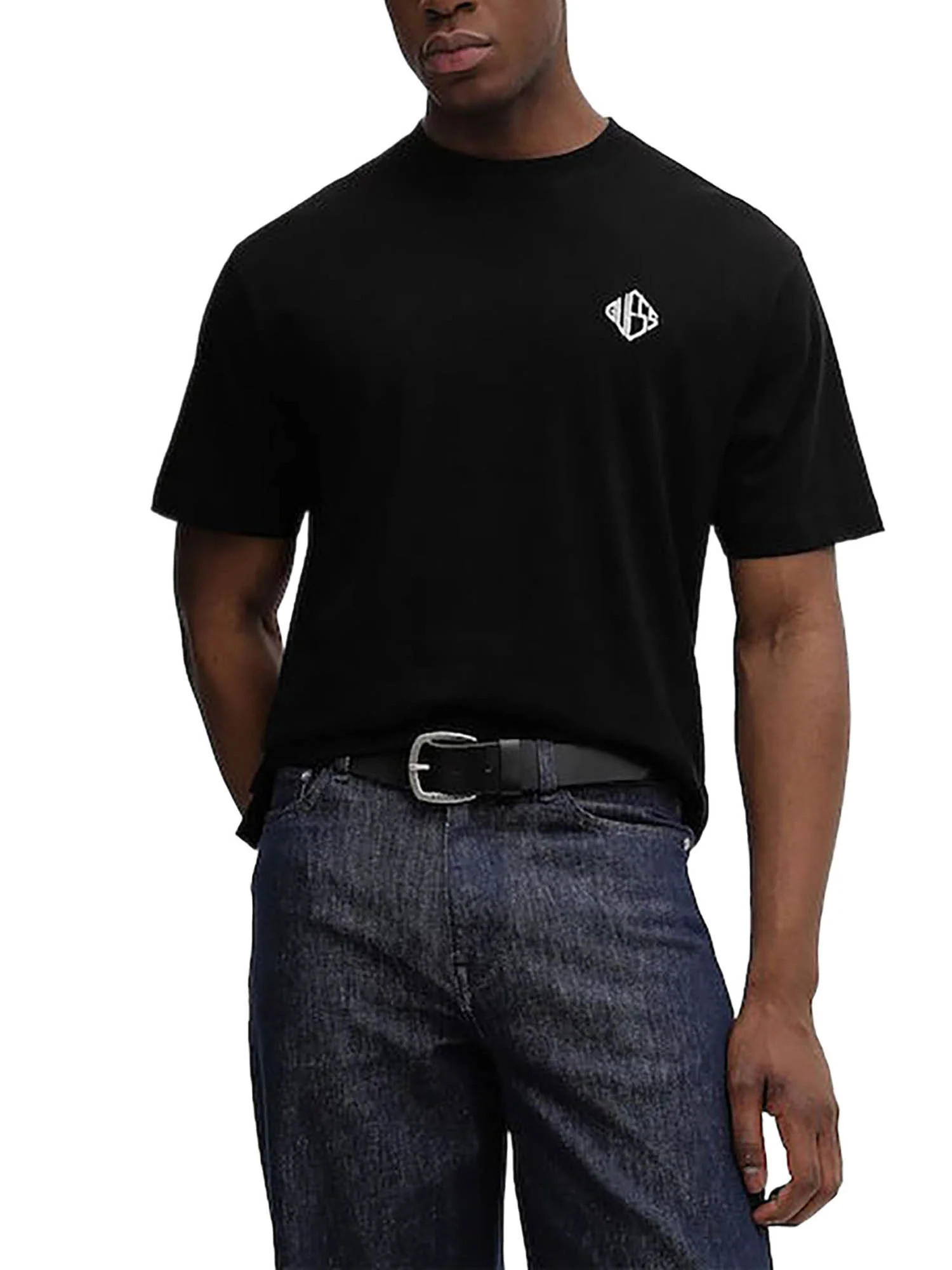 T-shirt Guess Uomo manica corta logo diamante
 nero