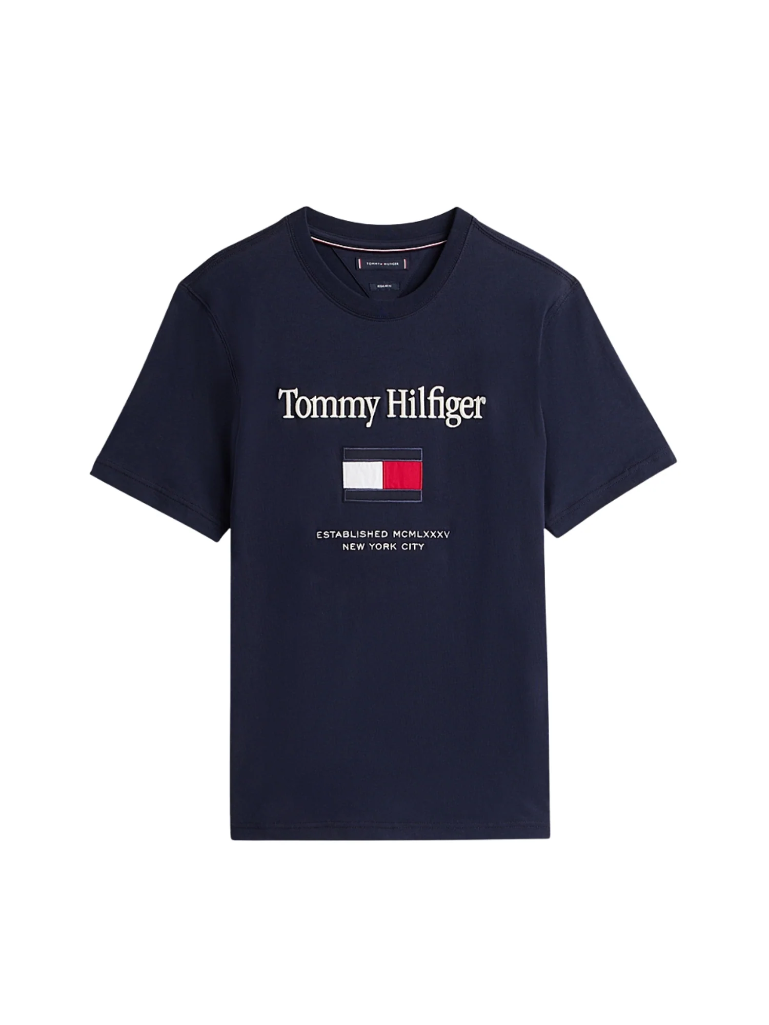 T-shirt con maniche corte Tommy Hilfiger modello embro flag blu - Image 3
