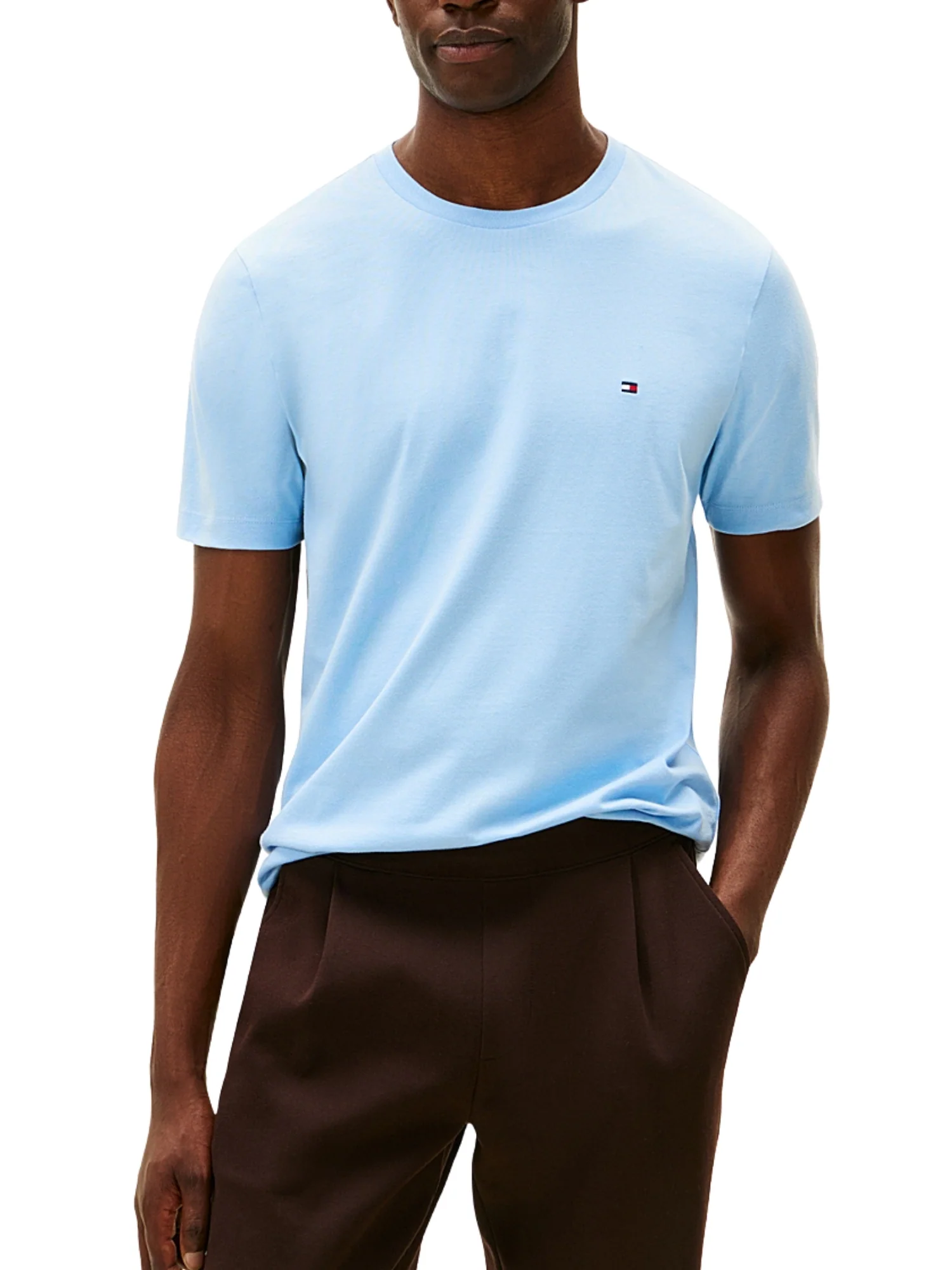 T-shirt con maniche corte Tommy Hilfiger modello est seasonal reg fit celeste