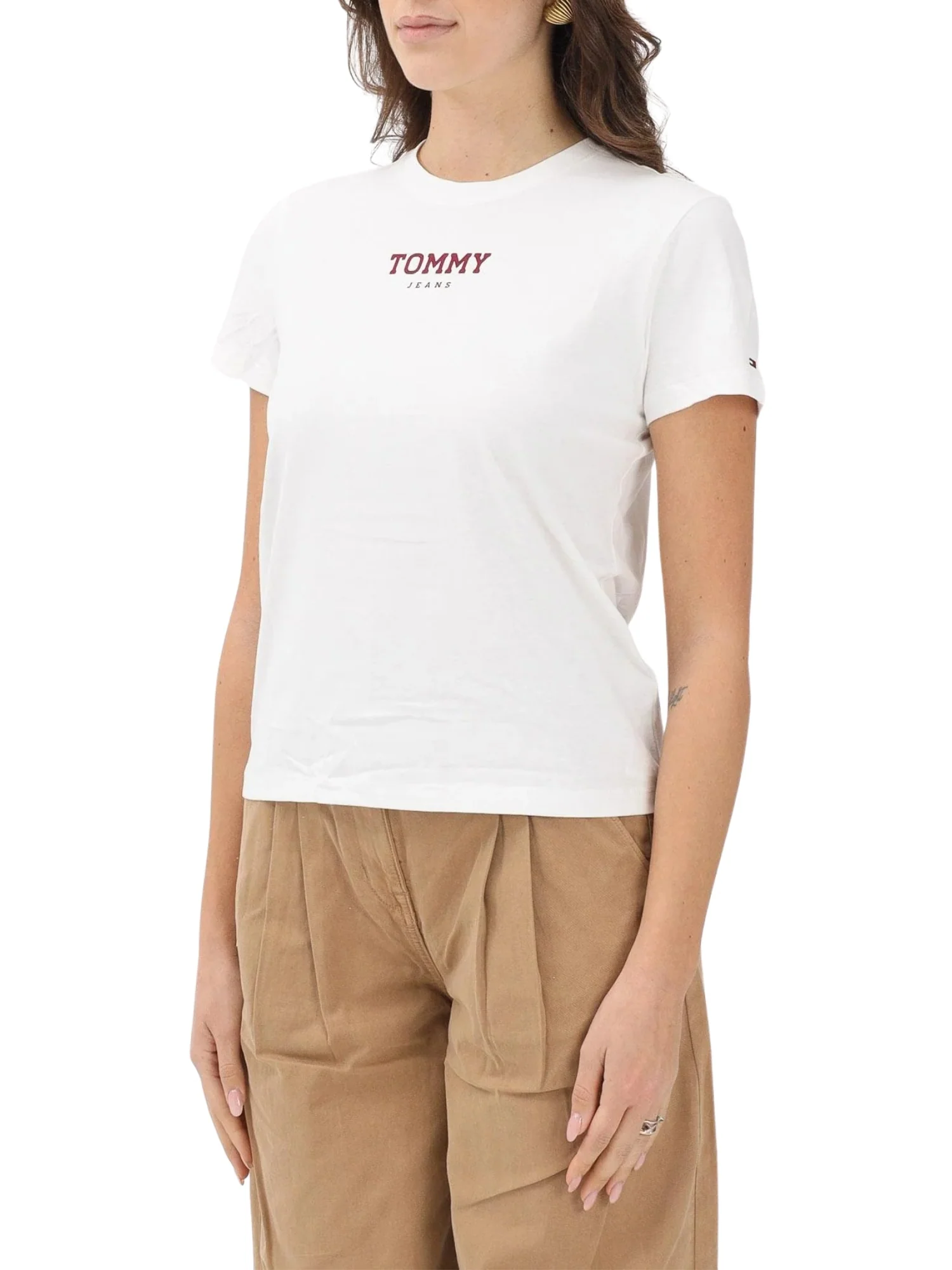 T-shirt con maniche corte modello essential logo ecrù