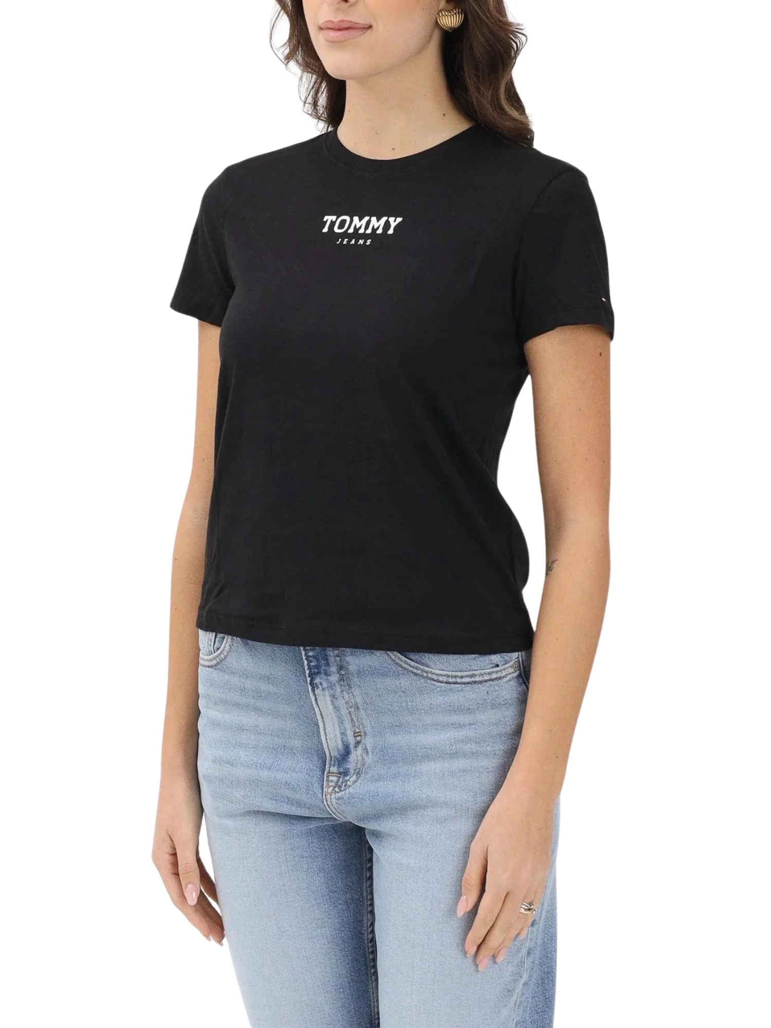 T-shirt con maniche corte modello essential logo nero