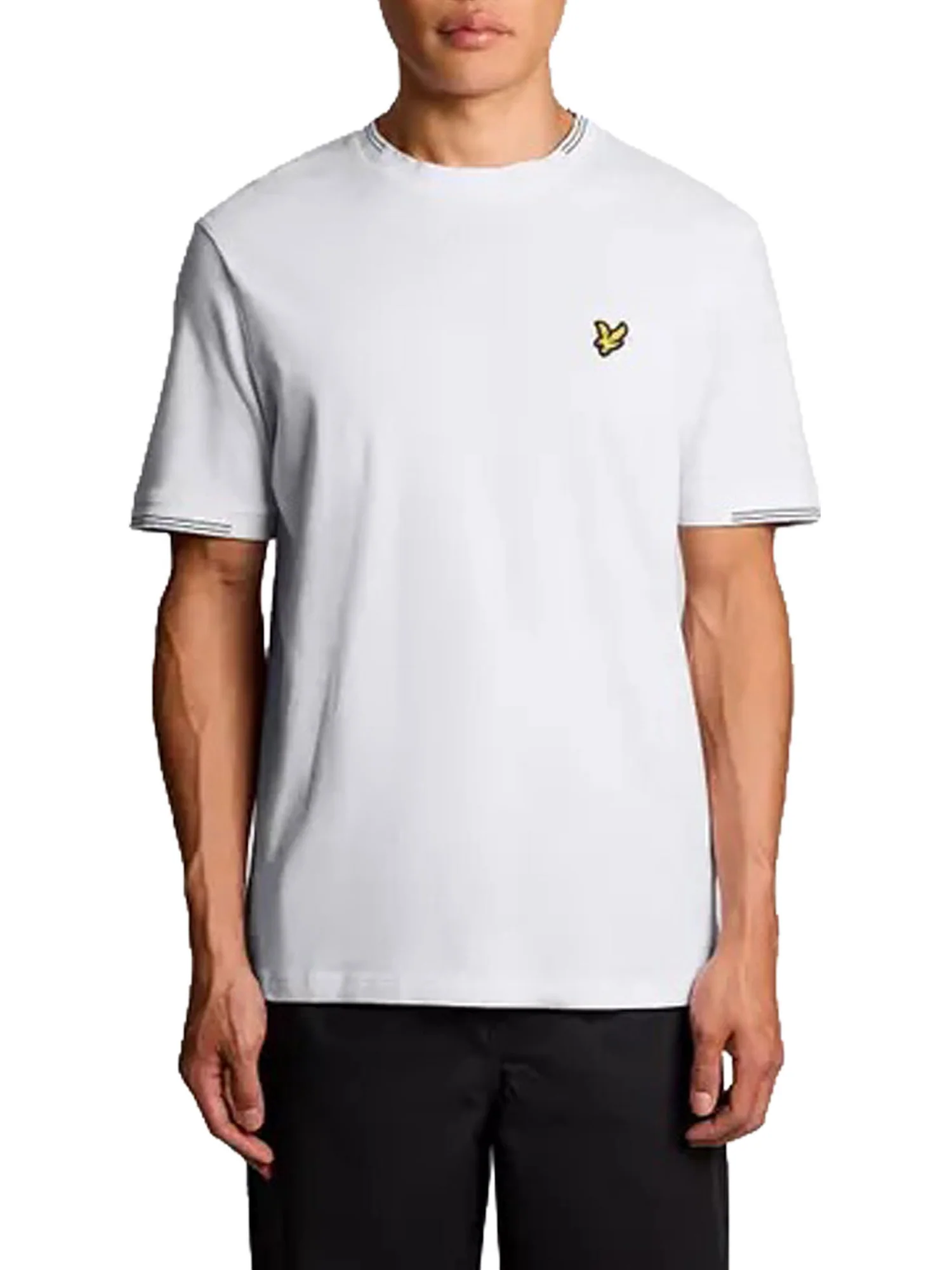 T-shirt manica corta fine tipped Lyle&Scott Uomo bianco/verde