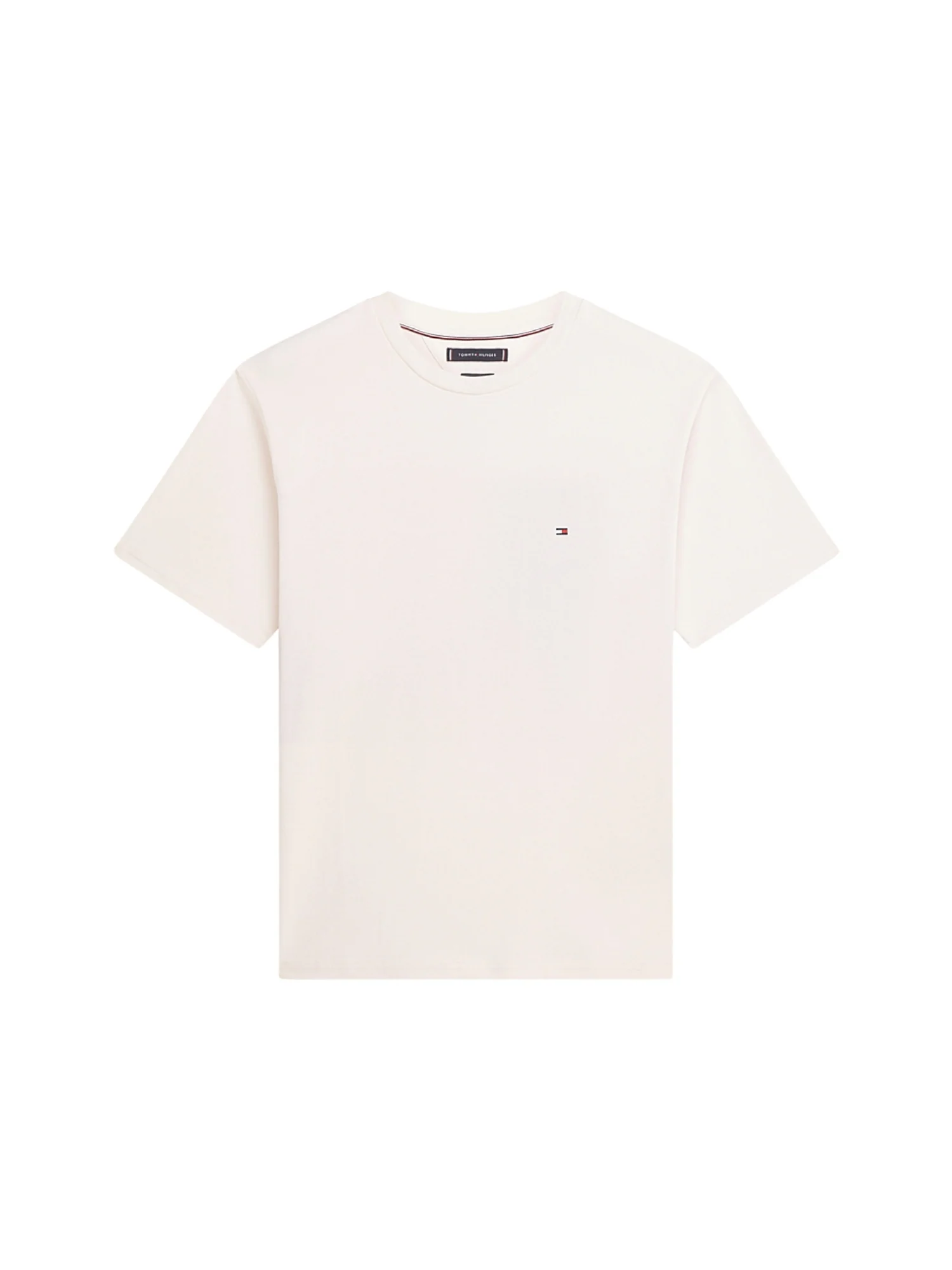 T-shirt con maniche corte Tommy Hilfiger modello flag avorio - Image 3