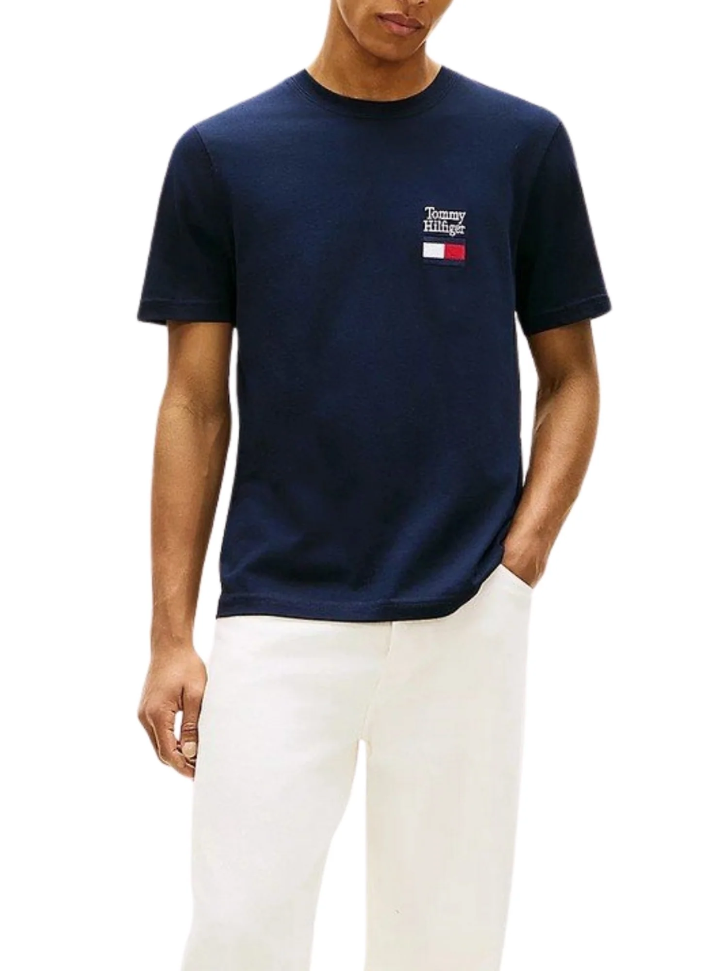 T-shirt con maniche corte Tommy Hilfiger modello flag blu