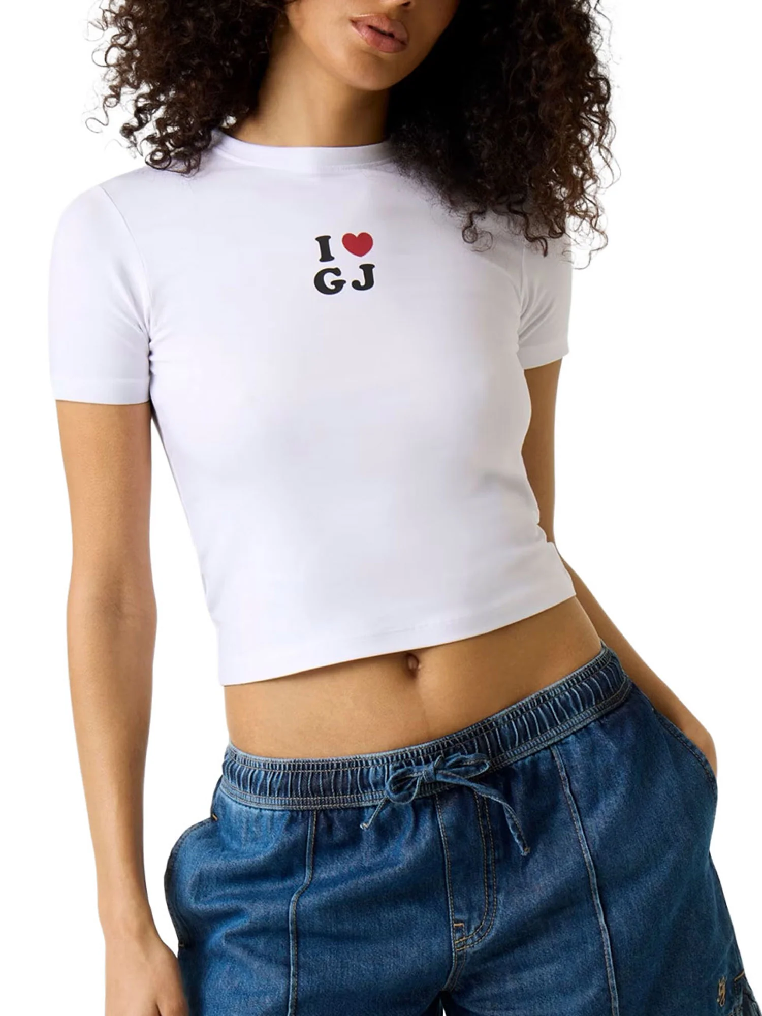 T-shirt Guess donna I Love Baby bianco