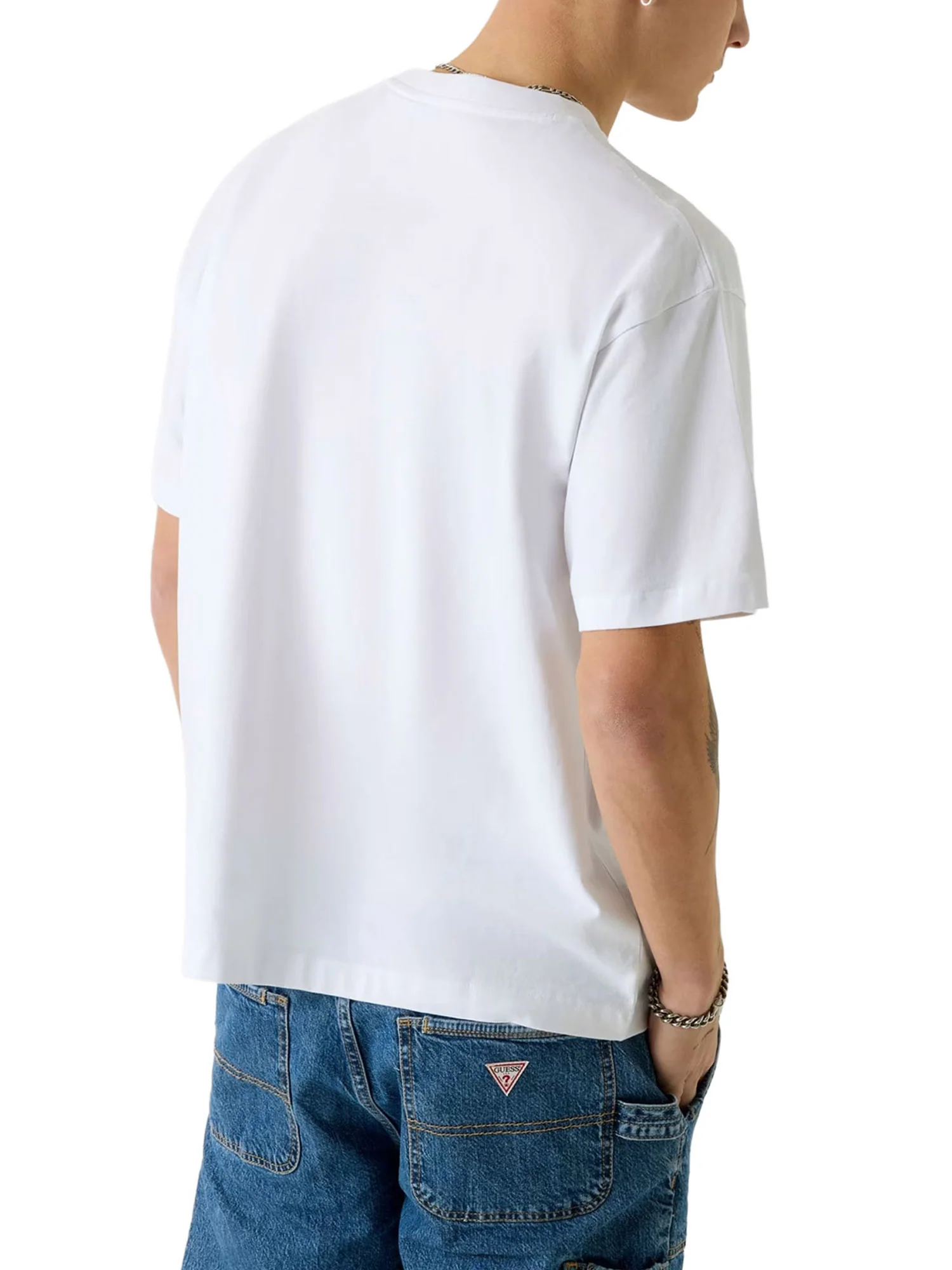 T-shirt Guess uomo manica corta Mini triangle bianco - Image 2