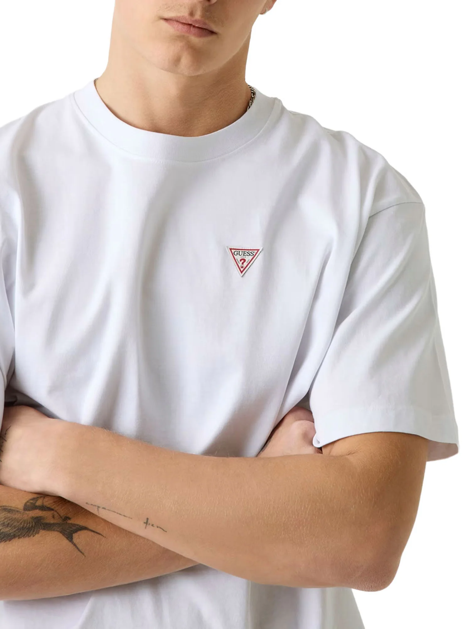 T-shirt Guess uomo manica corta Mini triangle bianco - Image 3