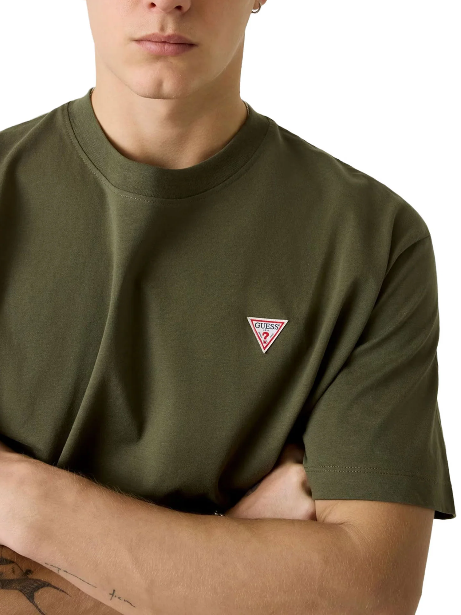 T-shirt Guess uomo manica corta Mini triangle verde - Image 3