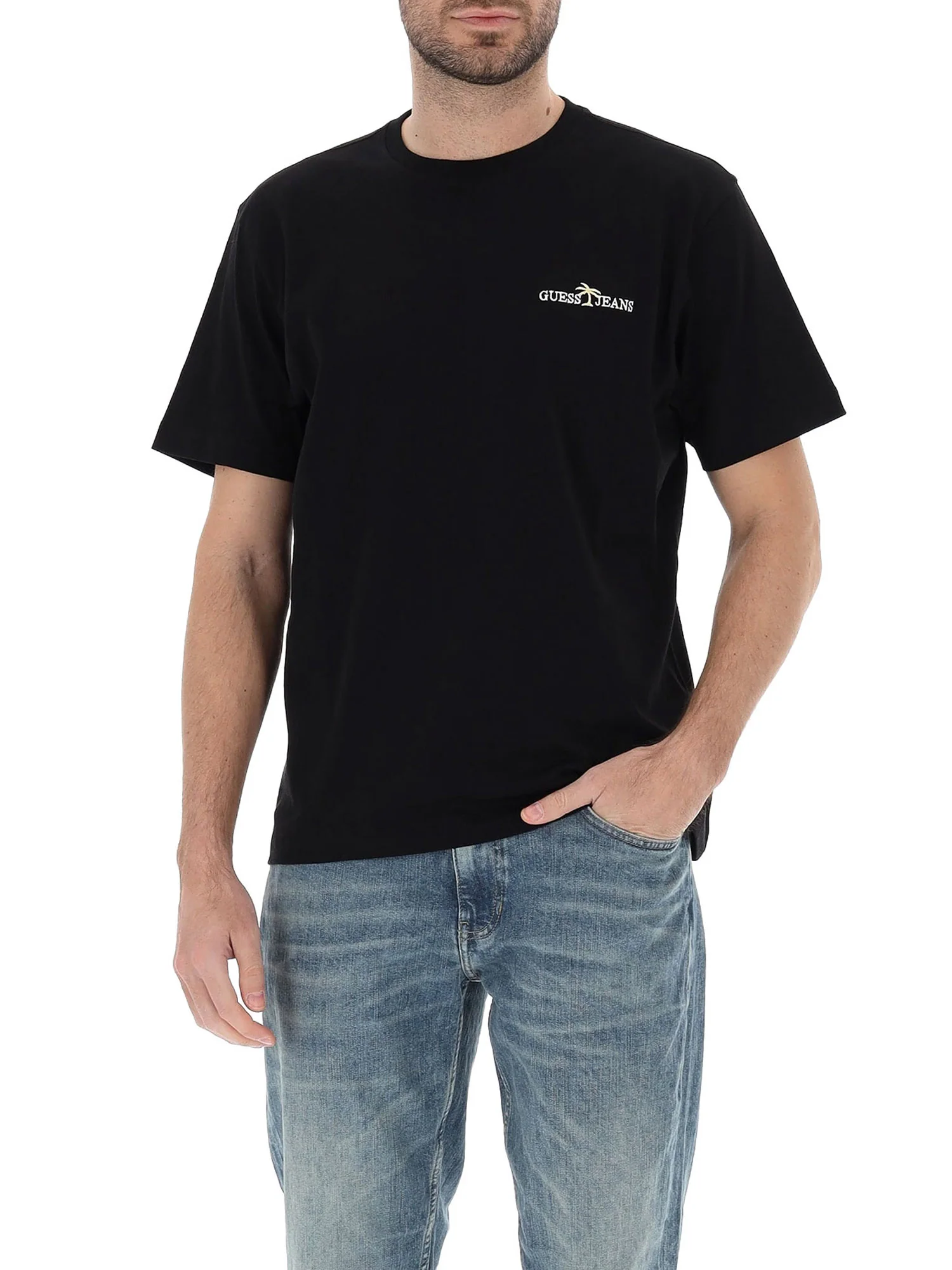 T-shirt Guess uomo manica corta Reg Nautical nero