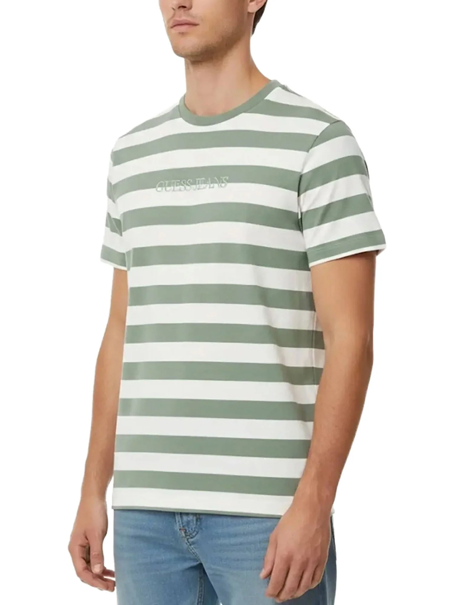 T-shirt Guess uomo manica corta Striped salvia/bianco