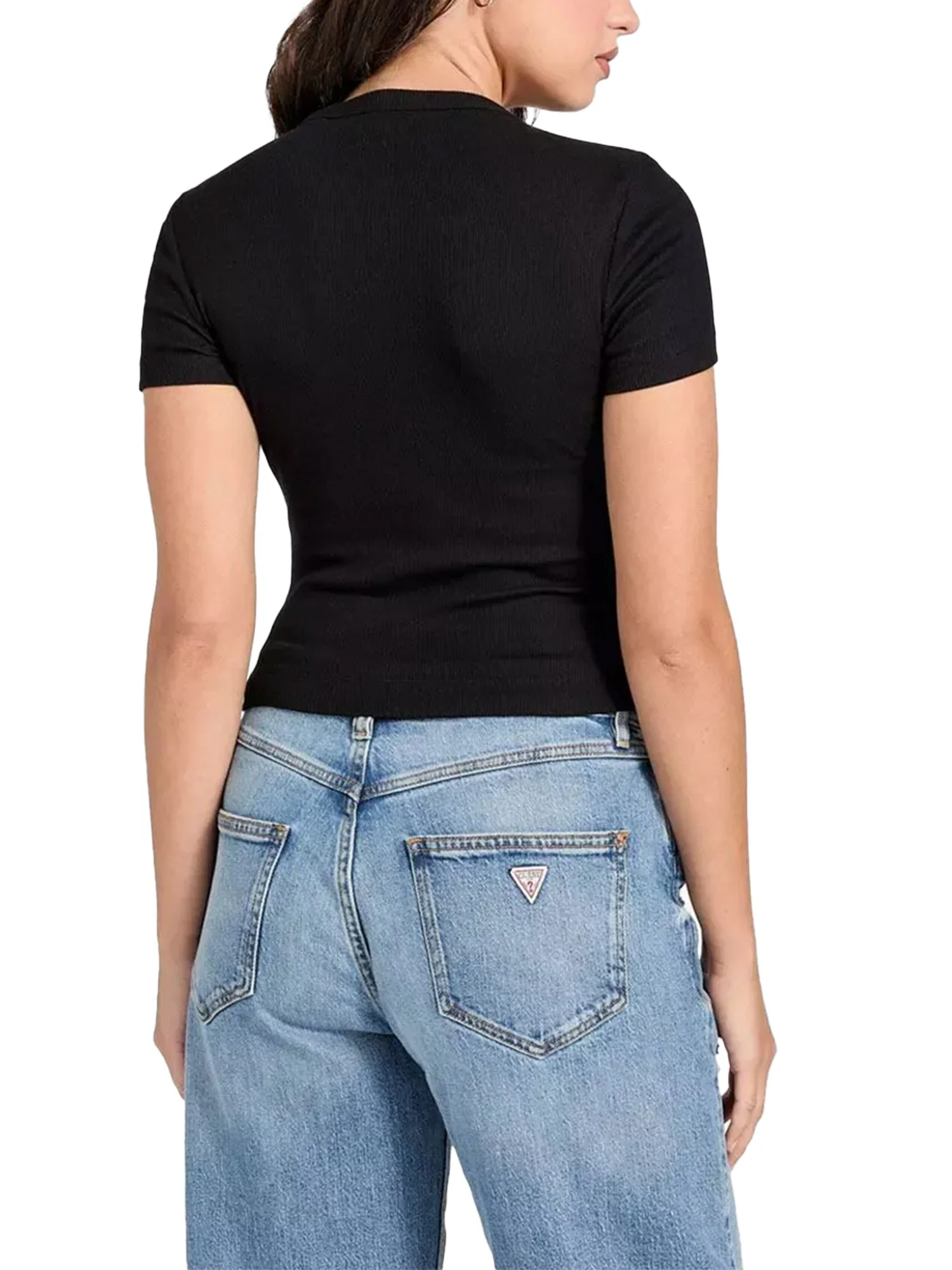 T-shirt Guess Donna studs script nero - Image 2