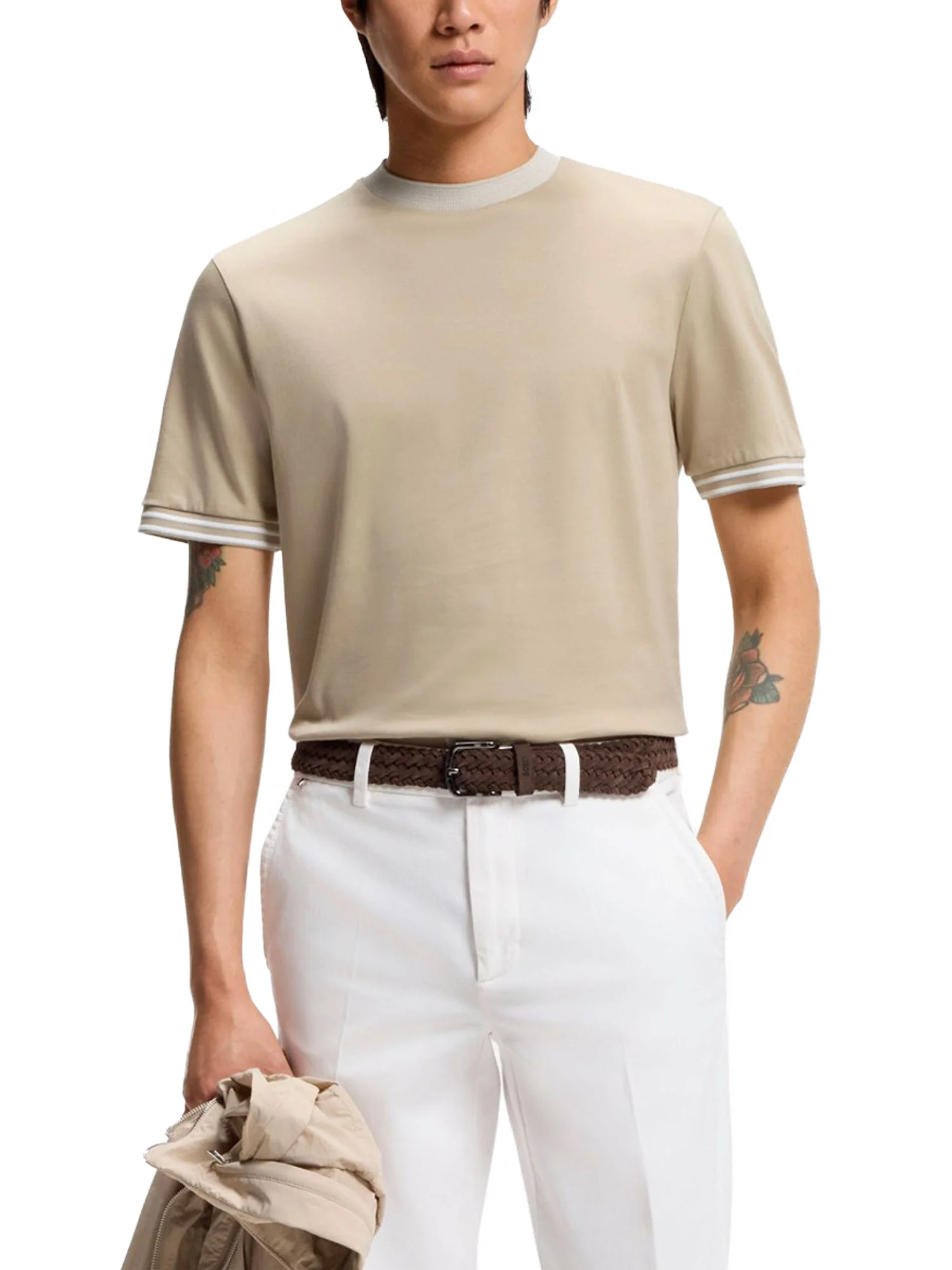 T-shirt Boss Uomo manica corta h-tessler 238
 beige