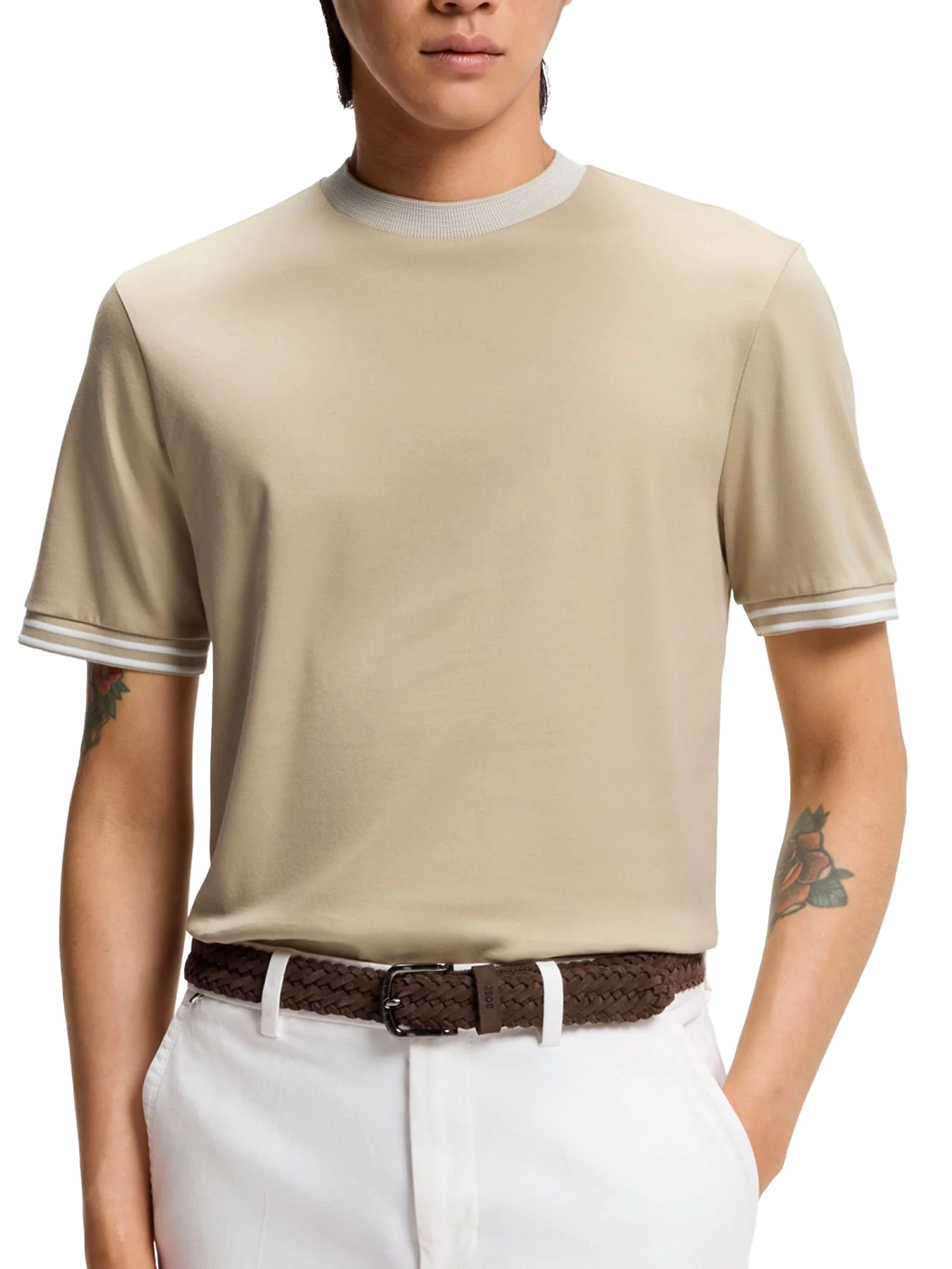 T-shirt Boss Uomo manica corta h-tessler 238
 beige - Image 3