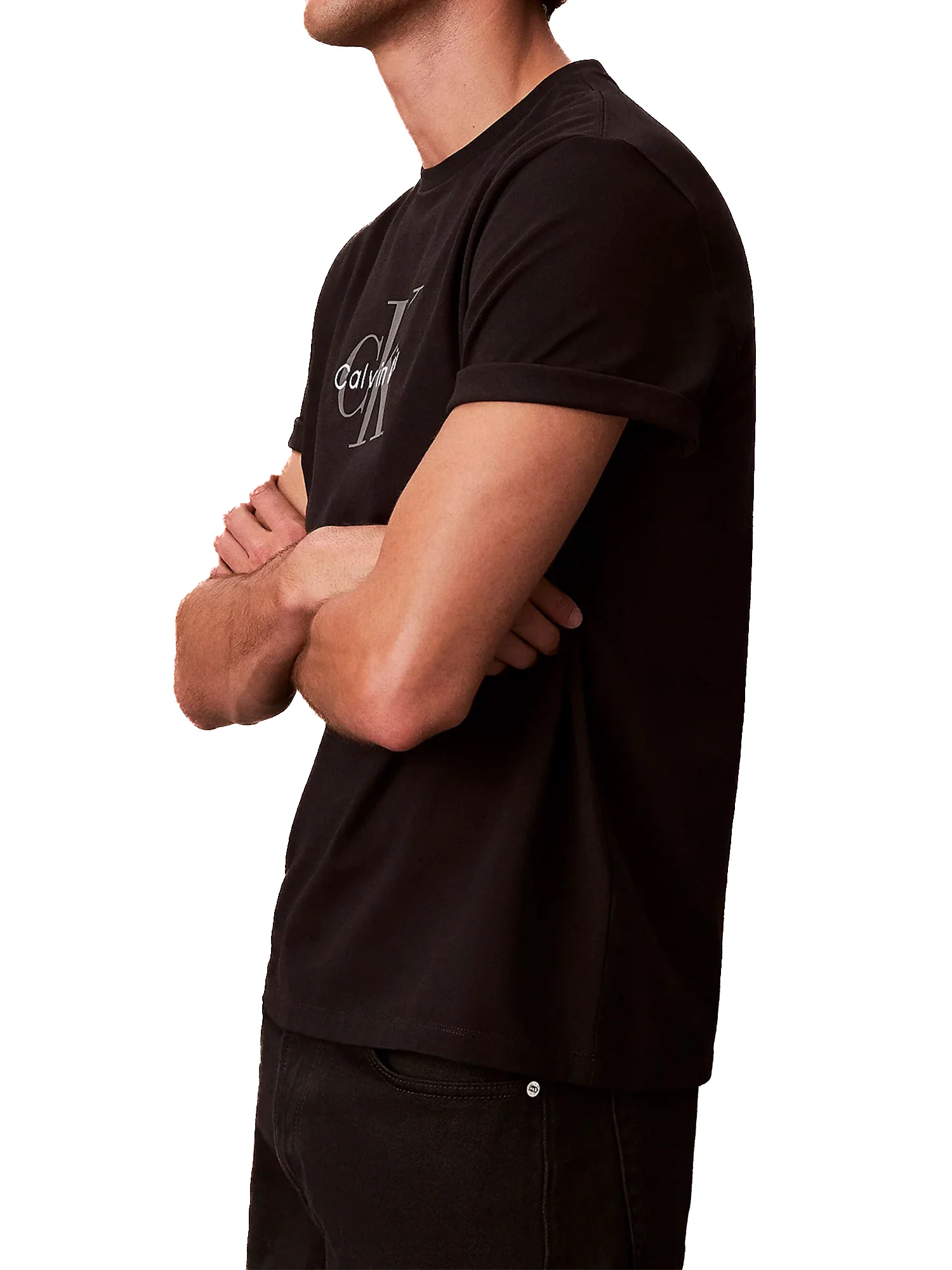 T-shirt Calvin Klein con logo frontale nero - Image 2