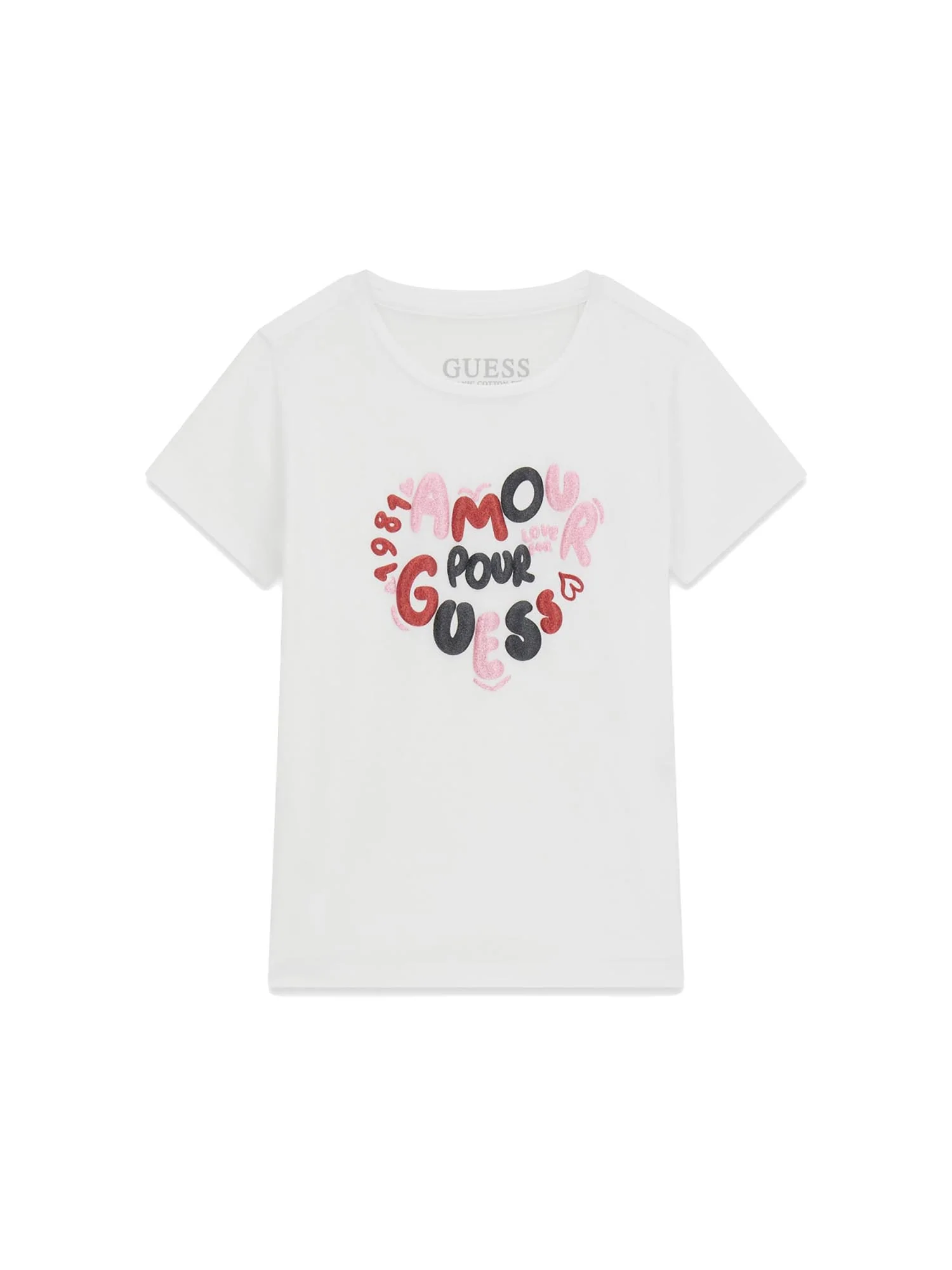 T-shirt Guess Bambina high low bianco
