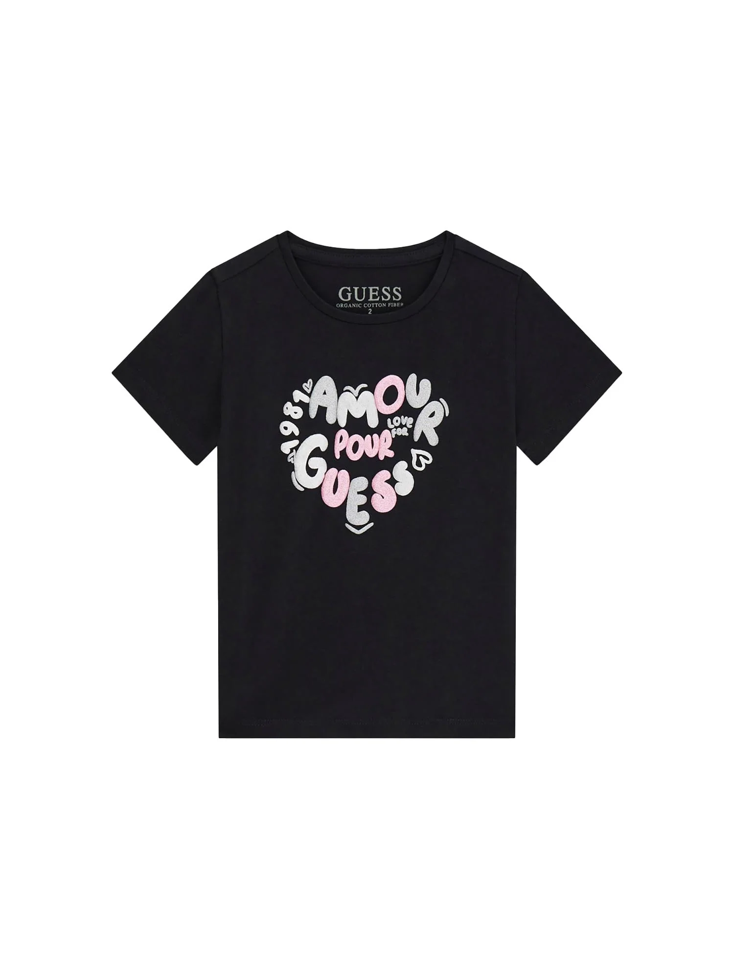 T-shirt Guess Bambina high low nero