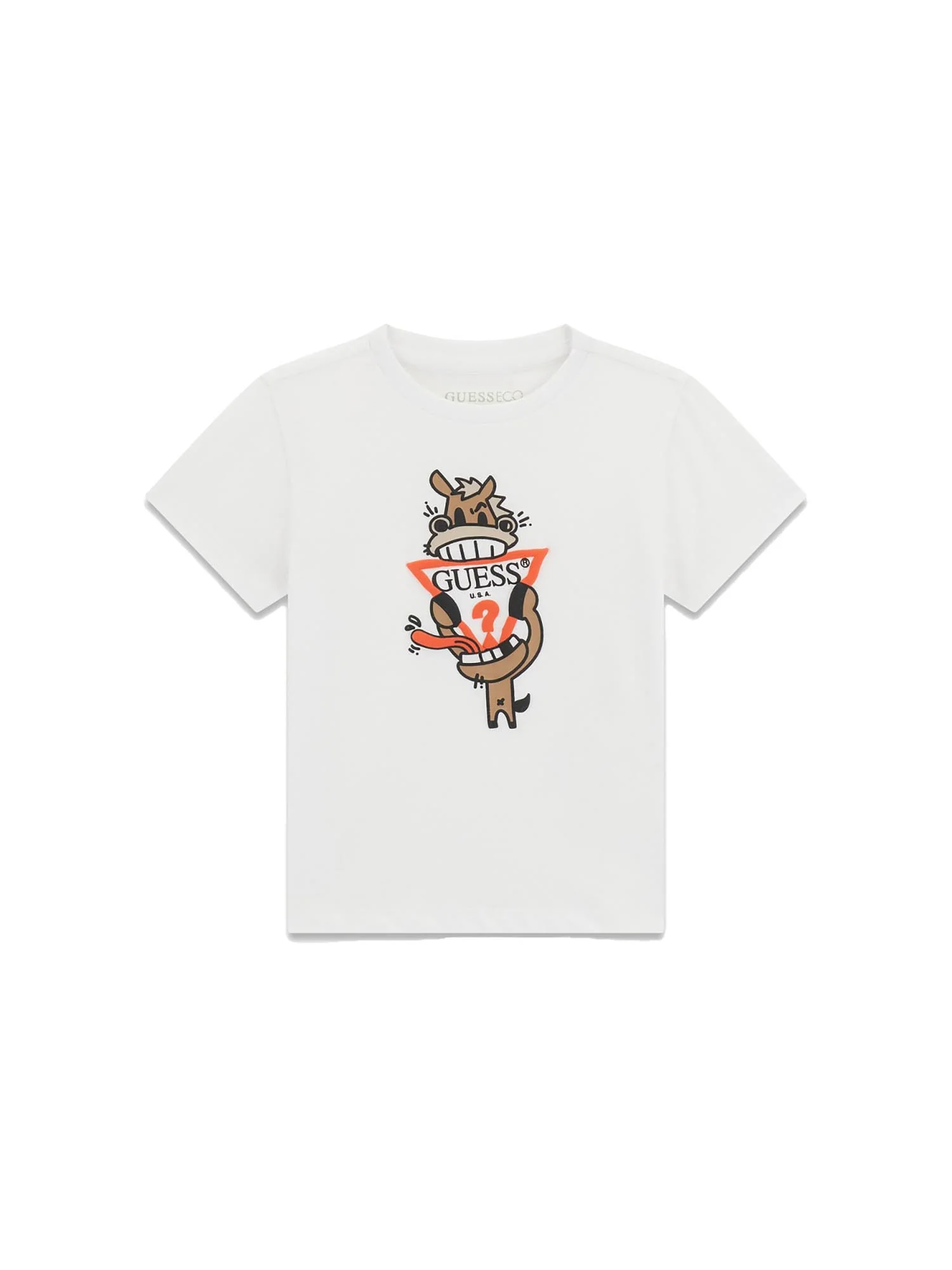 T-shirt Guess Neonato stampa logo horse bianco