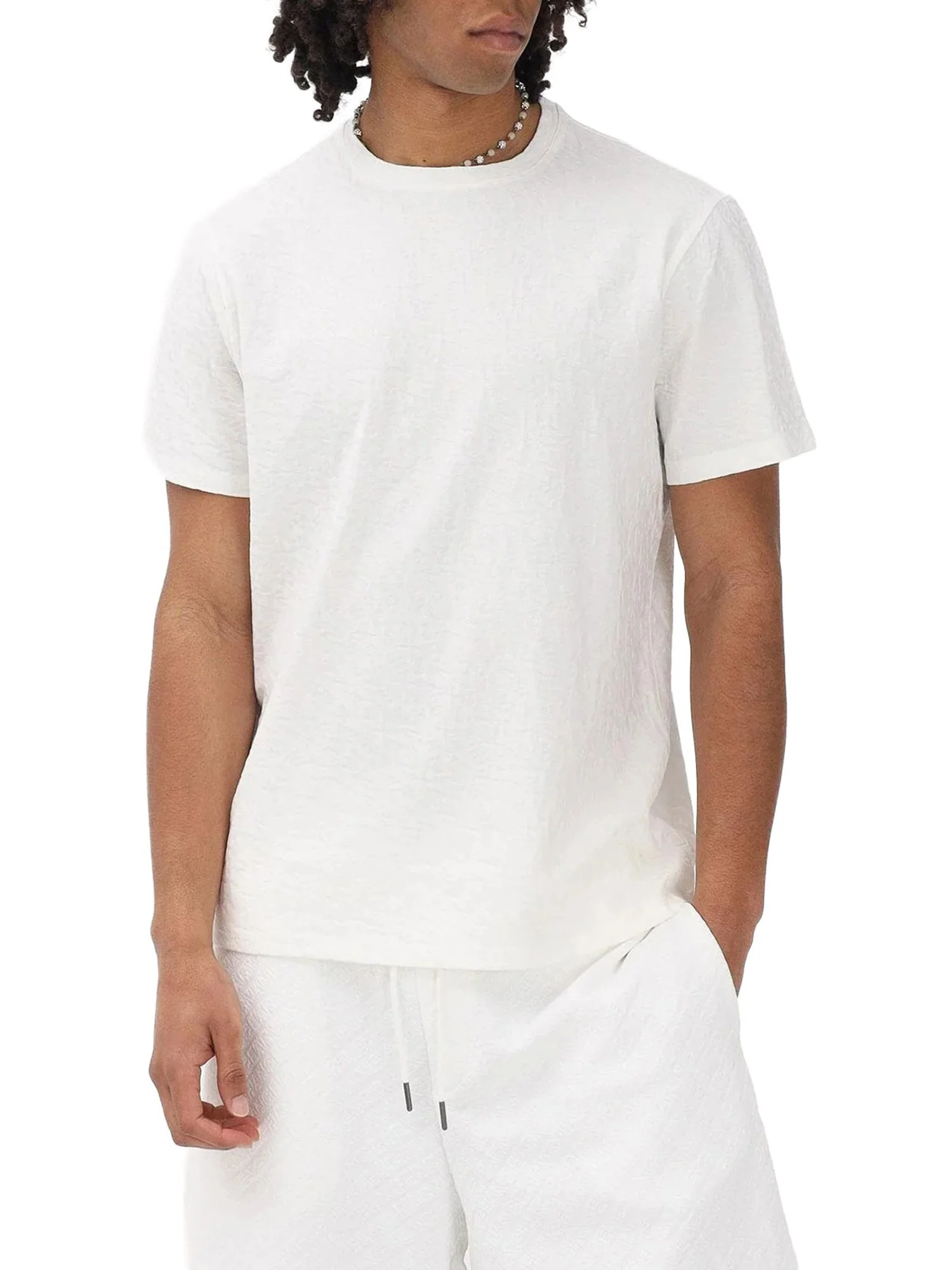 T-shirt Armani Exchange Uomo manica corta jaquard con logo bianco