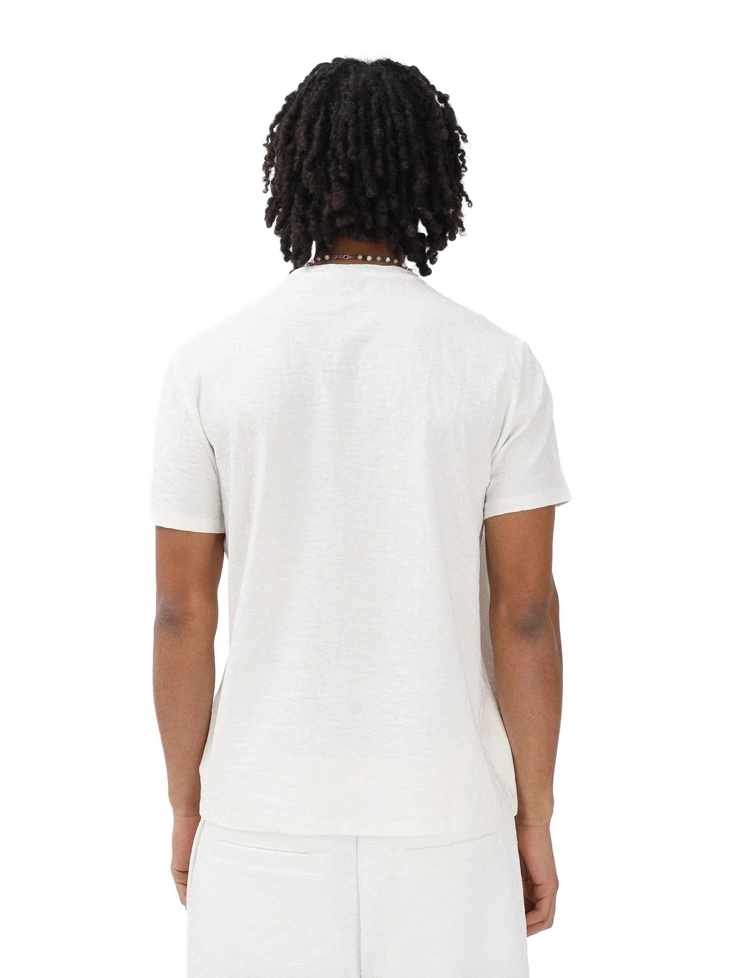 T-shirt Armani Exchange Uomo manica corta jaquard con logo bianco - Image 2